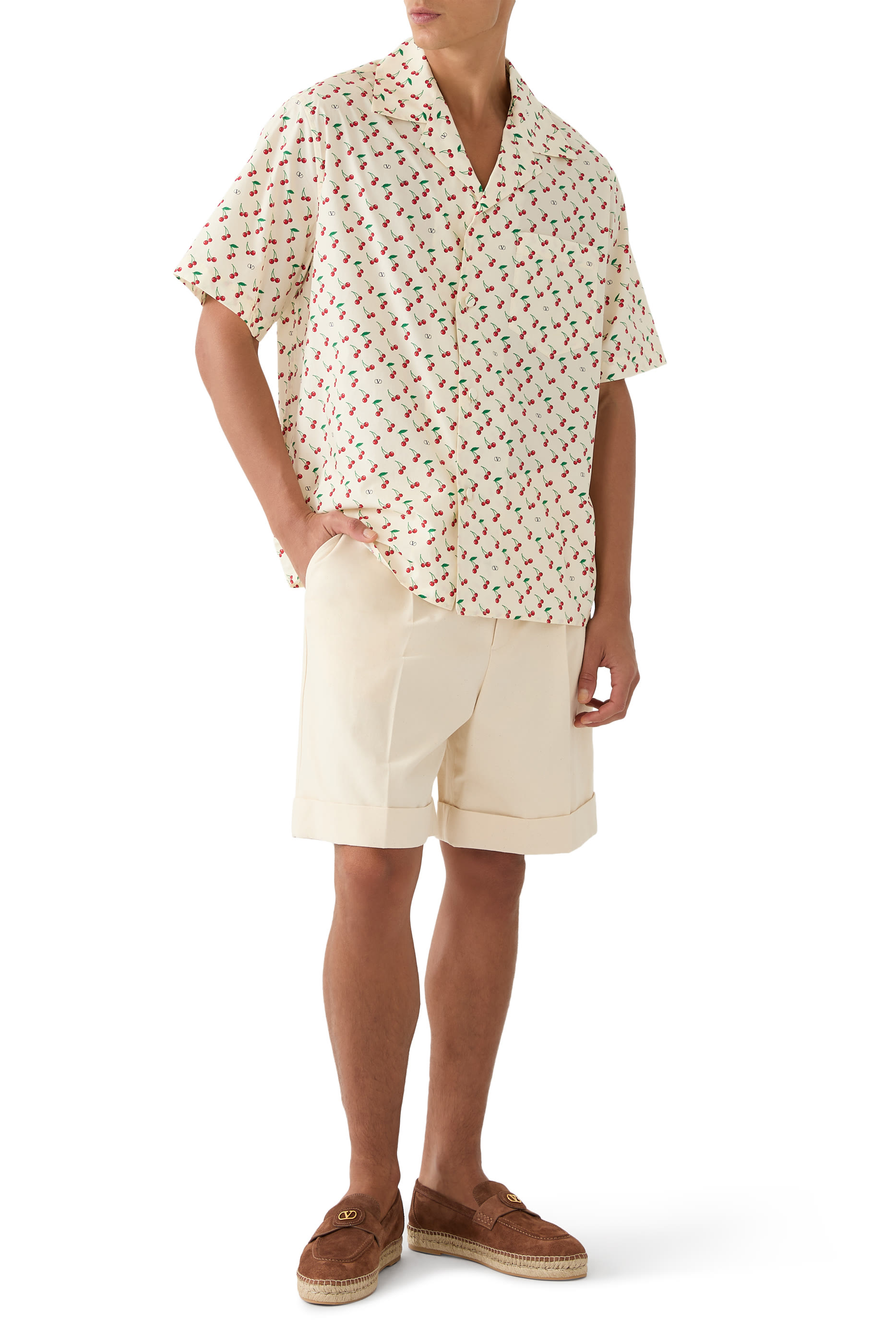 Cotton Canvas Cuffed Bermuda Shorts