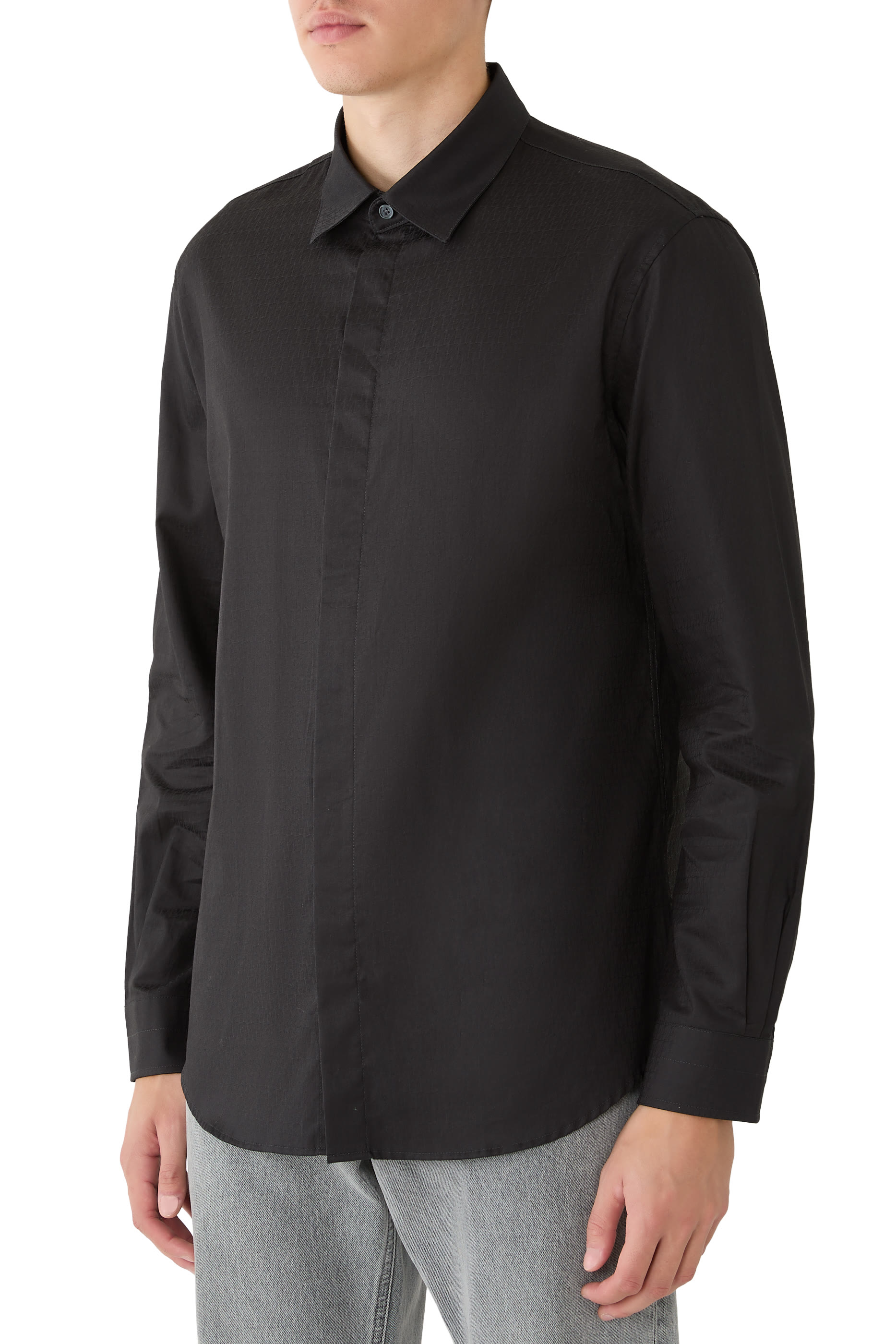 Regular Fit Shirt in Cotton Jacquard