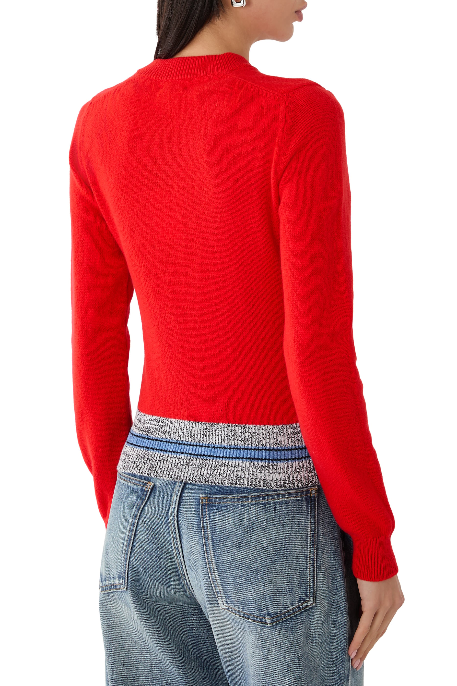 Contrast Trim V-Neck Jumper