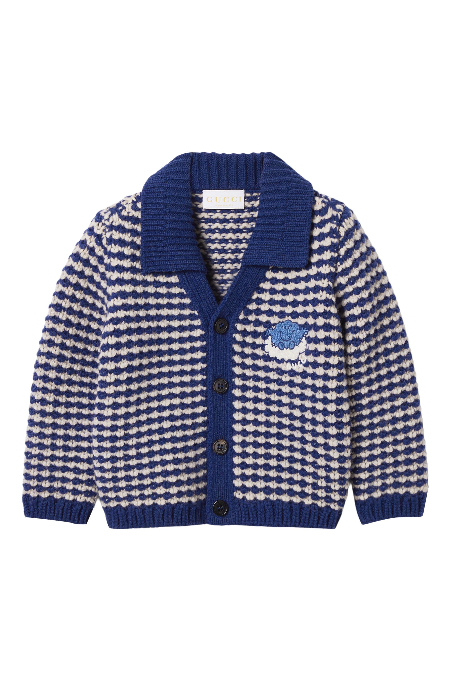 Kids Characters Embroidery Stripe Cardigan