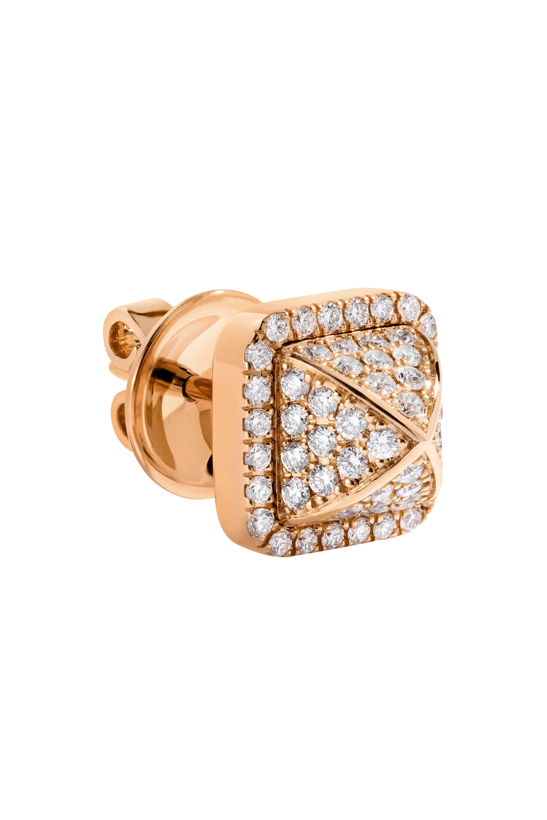 Cleo Pyramid Stud Earrings, 18k Rose Gold Full Diamonds