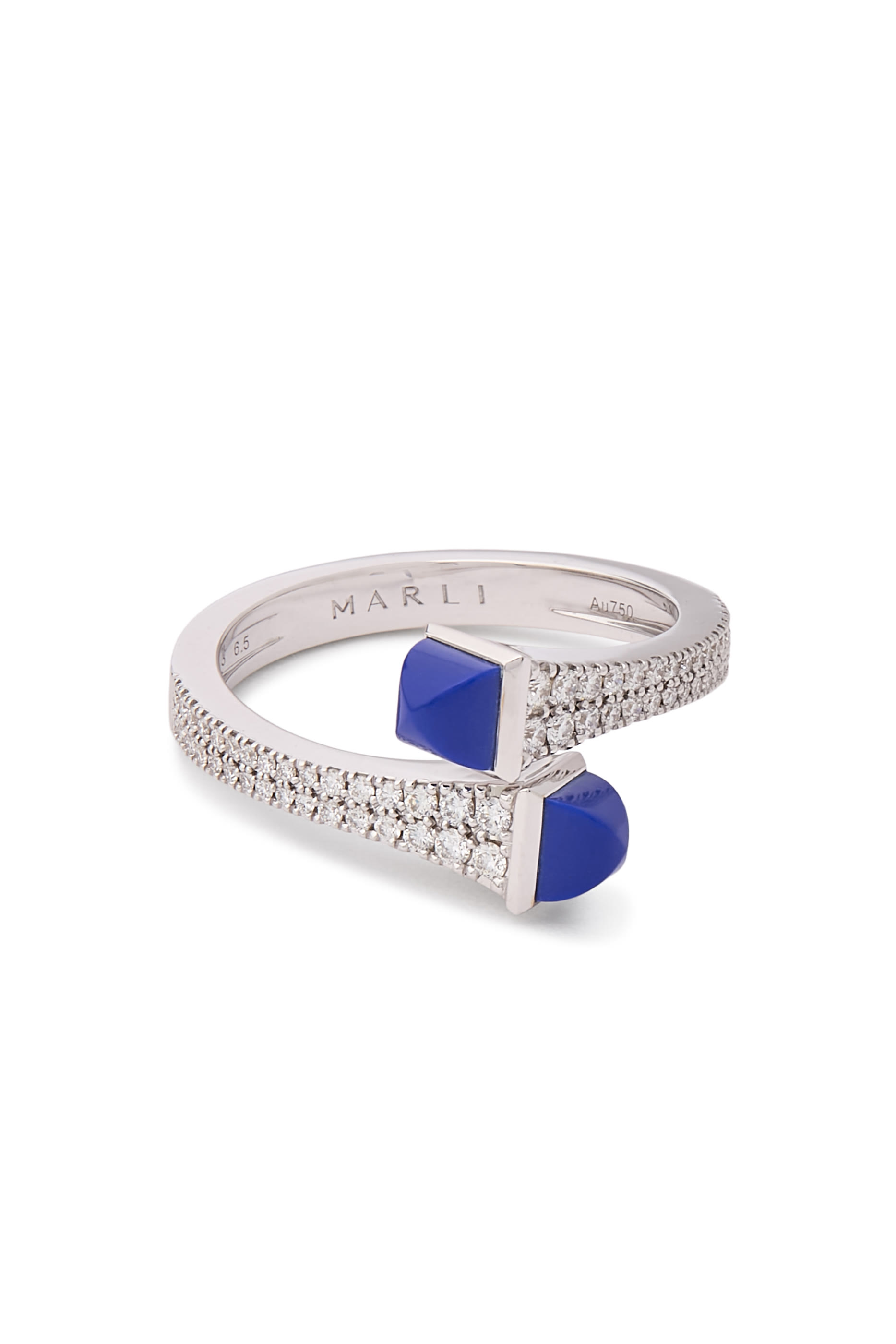 Cleo Slim Ring, 18k White Gold Lapis Lazuli & Diamonds