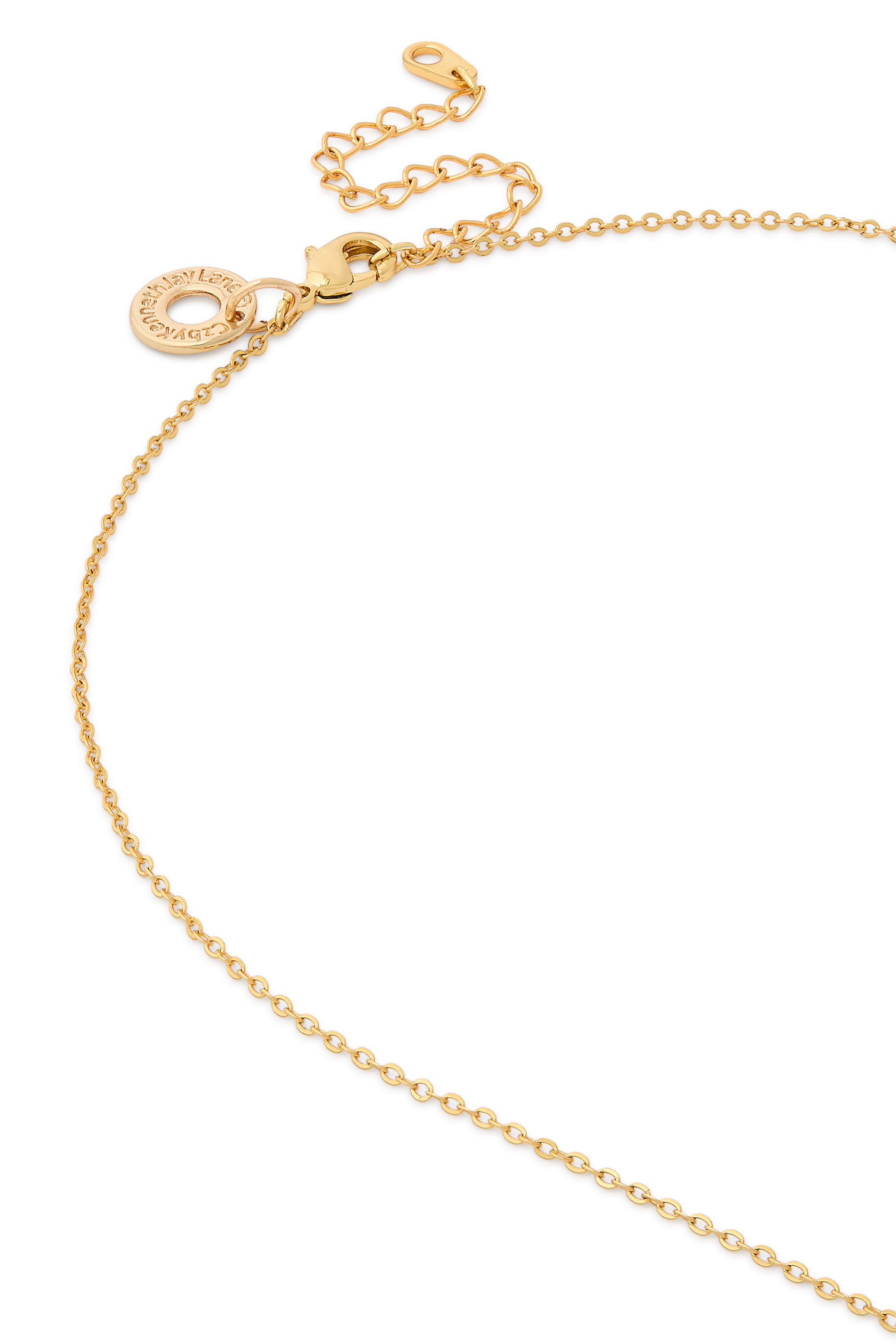 Pear Y Necklace, Rhodium-plated Brass & Emerald, Cubic Zirconia