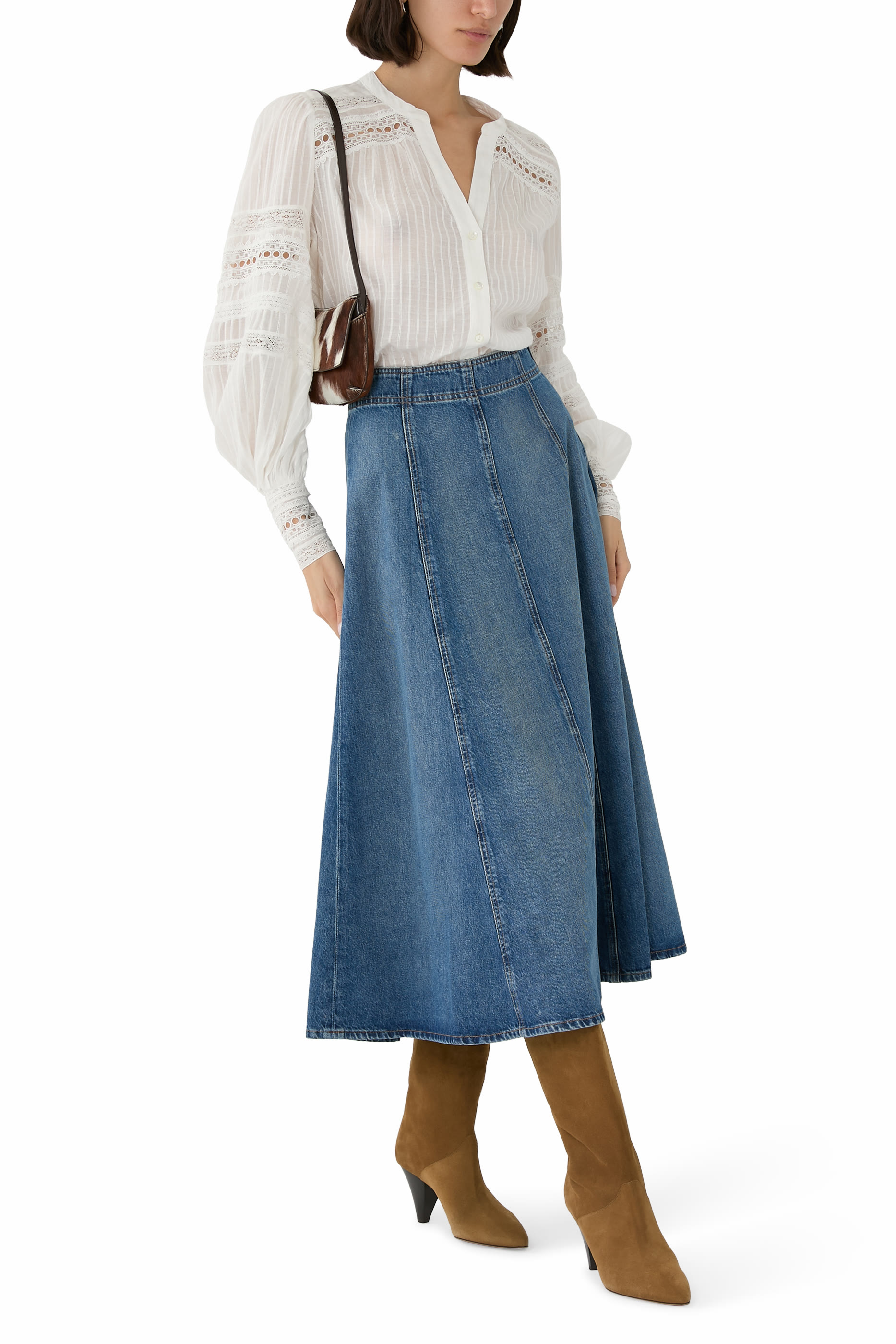 The Uma Midi Denim Skirt