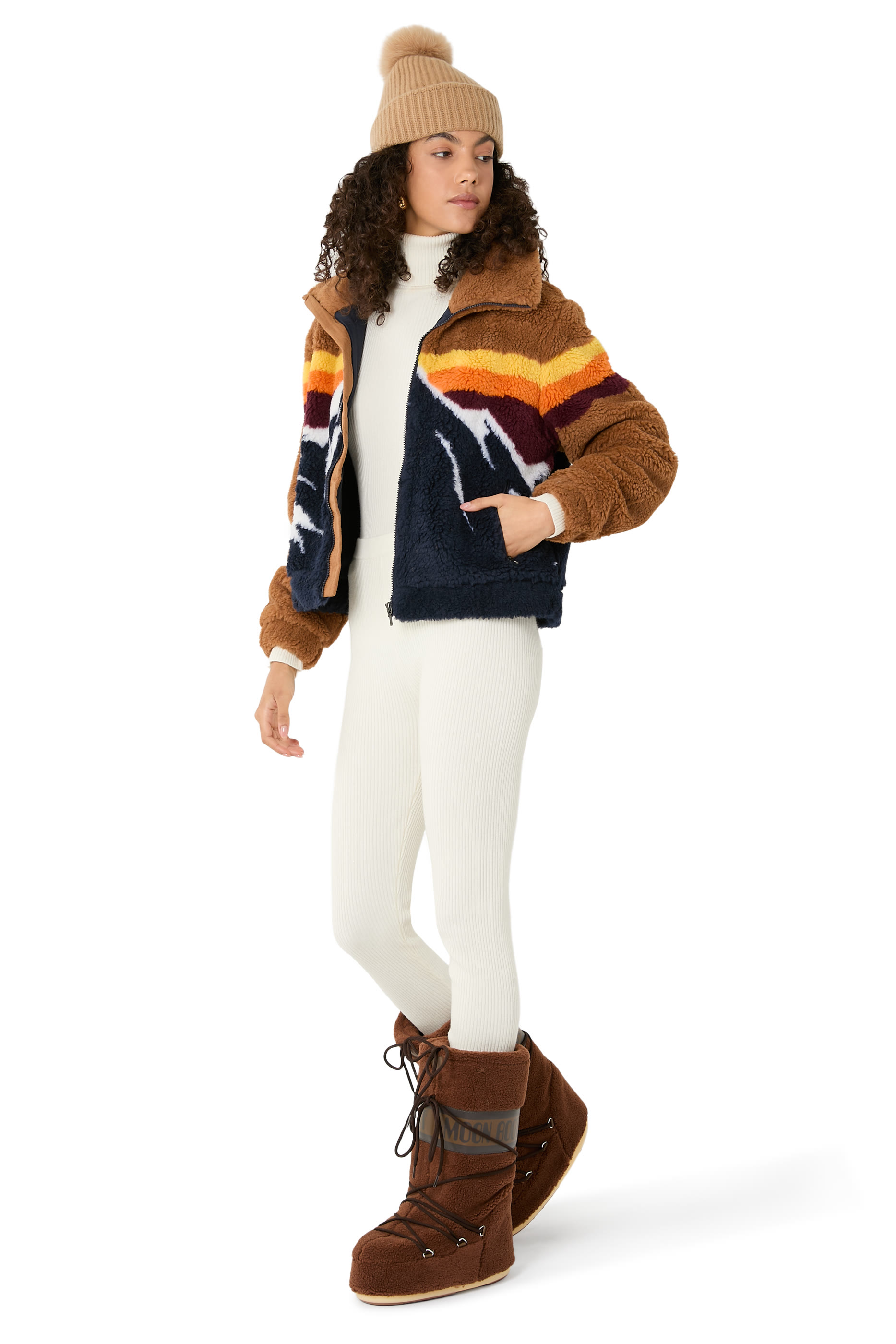 Cashmere Knit Beanie with Fox Fur Pompom