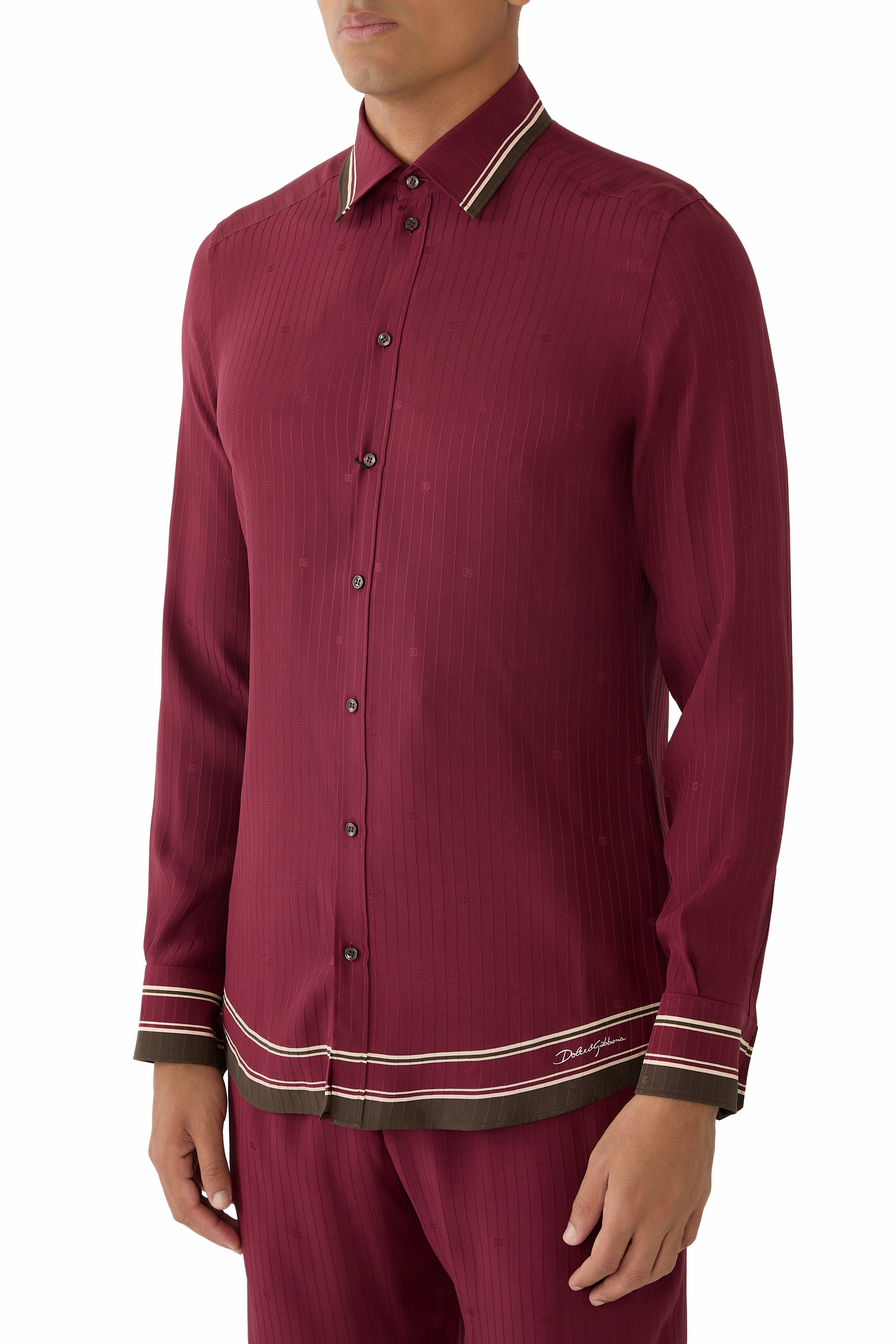 Logo-Print Striped Jacquard Martini Shirt