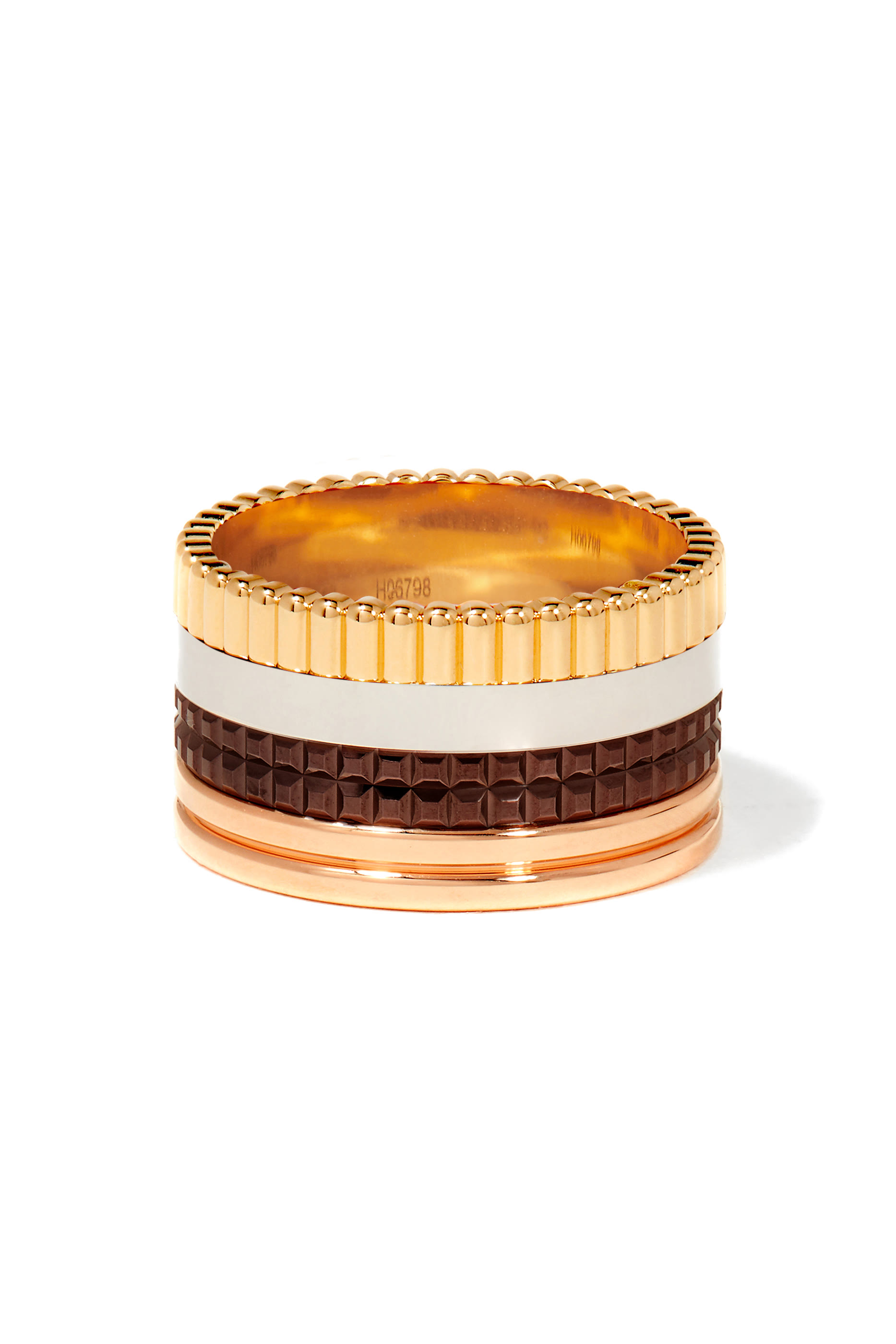 Quatre Classique Large Ring, 18K Mix Gold And Brown Pvd