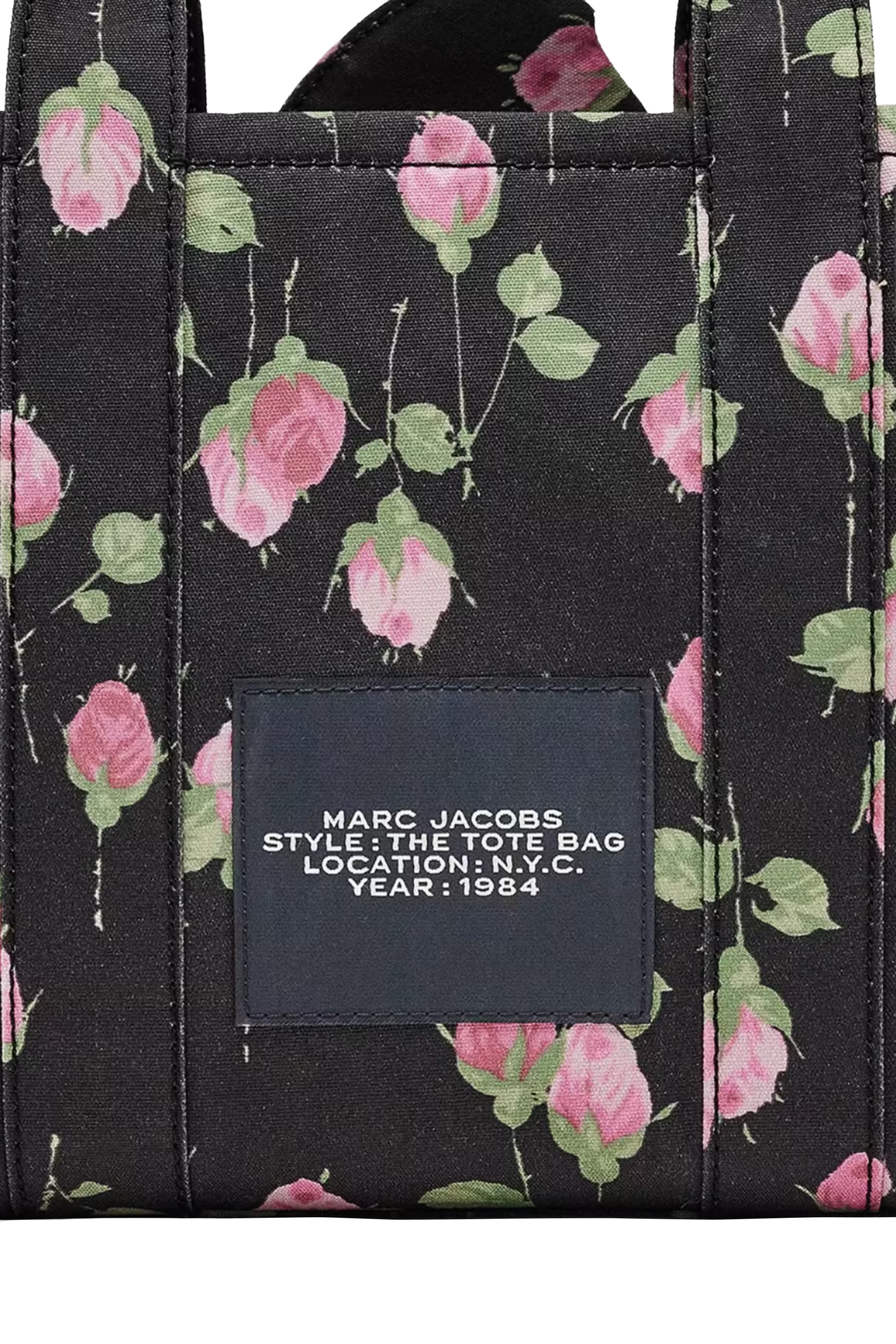 Small Tote Bag In Vintage Floral Canvas With Oversized Bow 