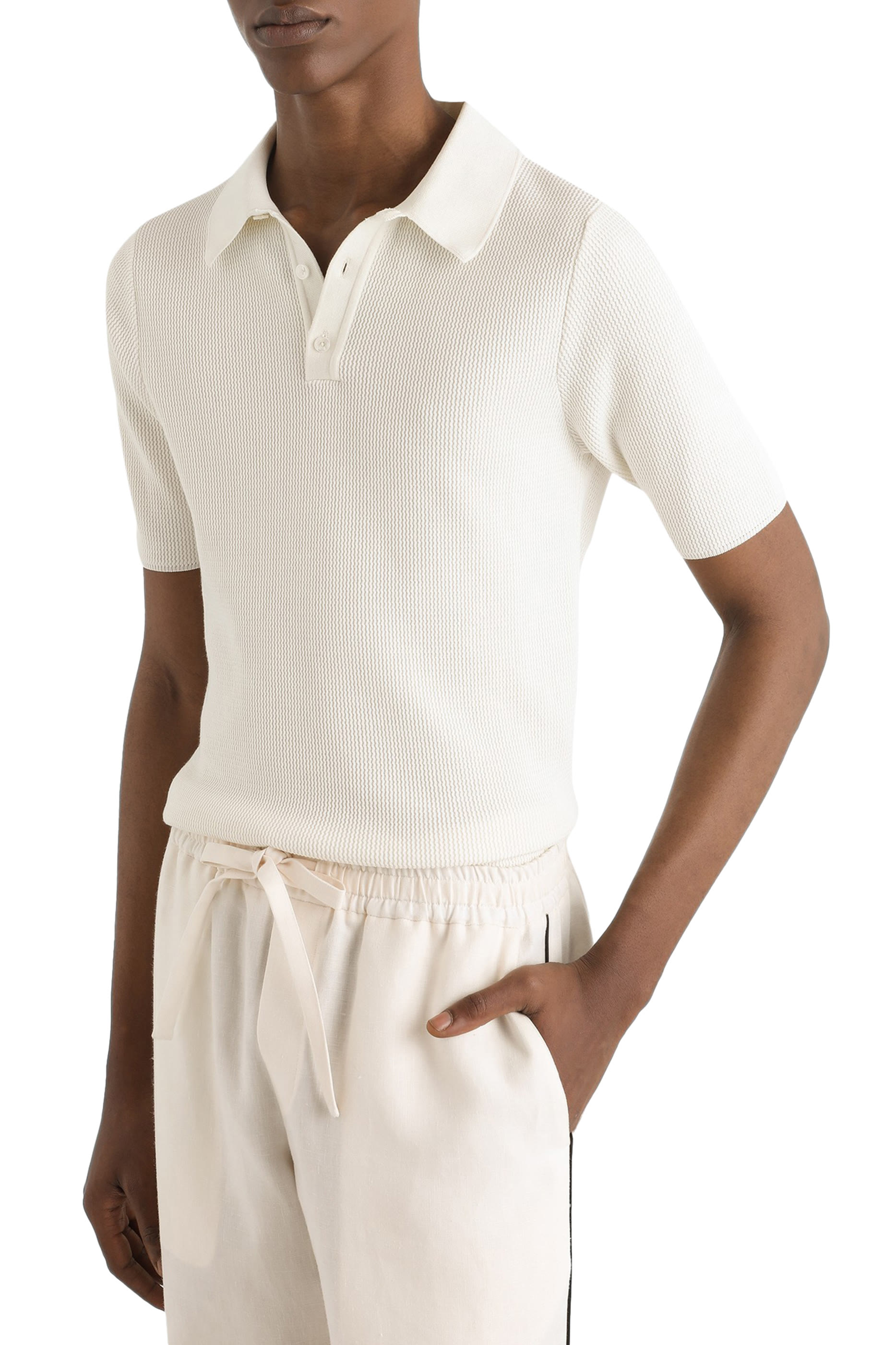 Short Sleeves Cotton Knit Polo Shirt