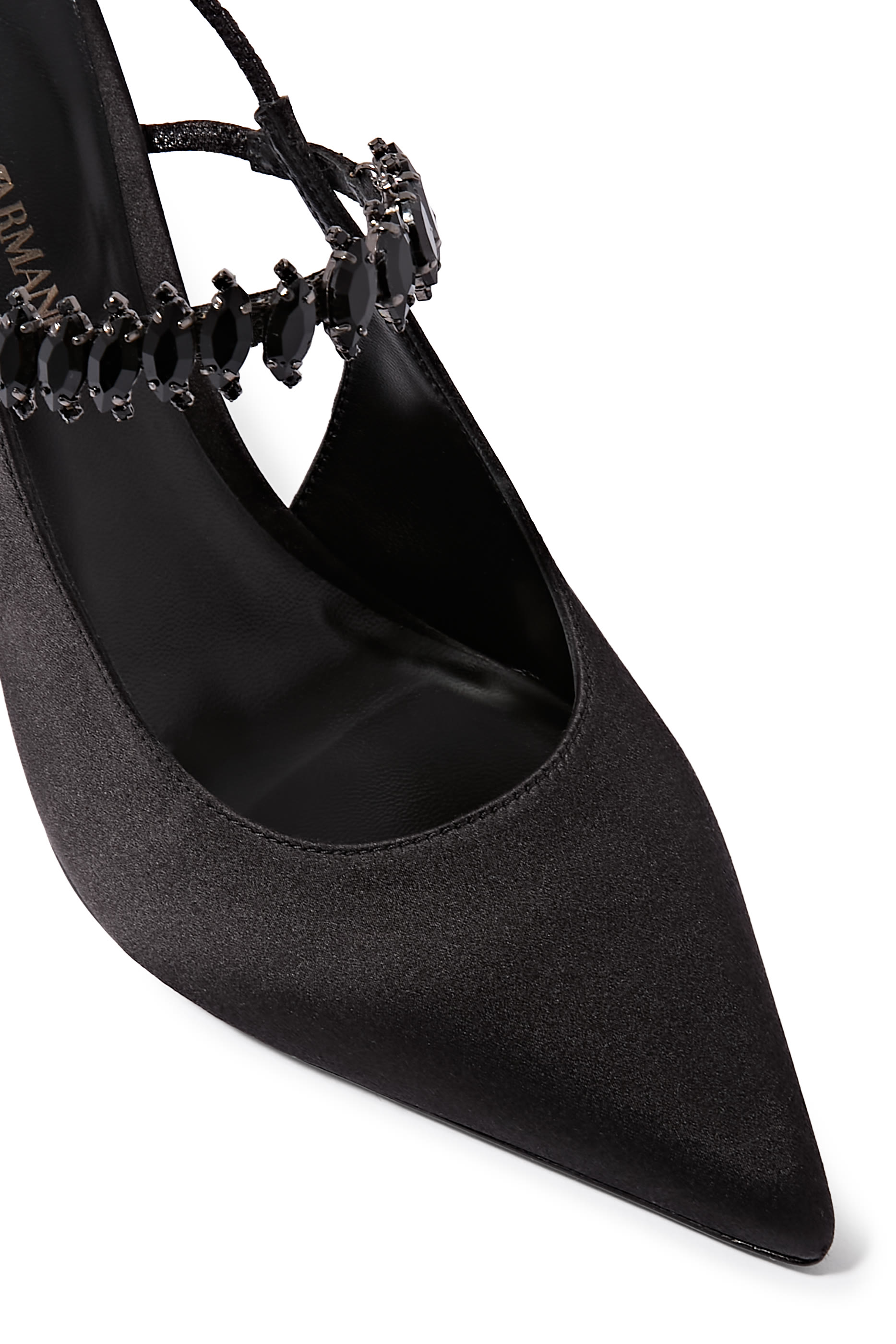 Embellished Satin Slingback Pumps