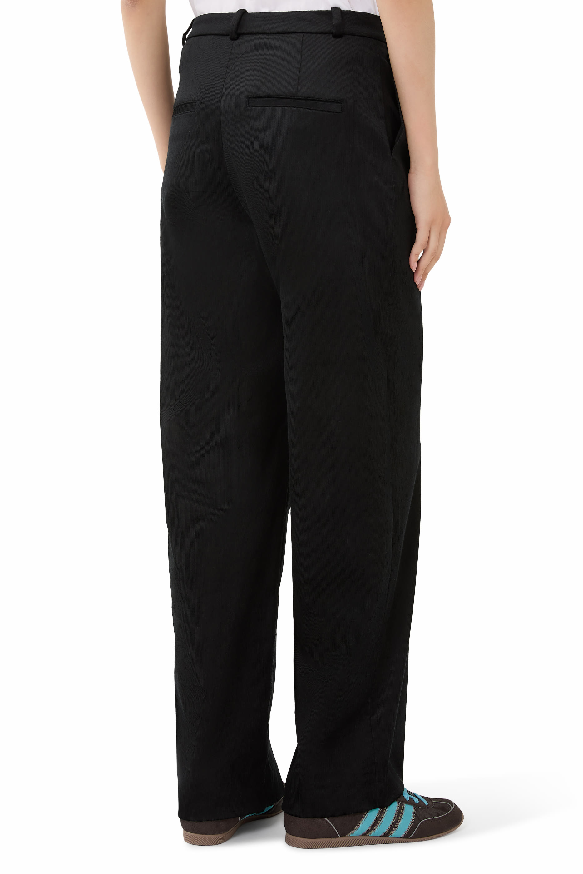 Velvet High-Waist Wide-Leg Trousers