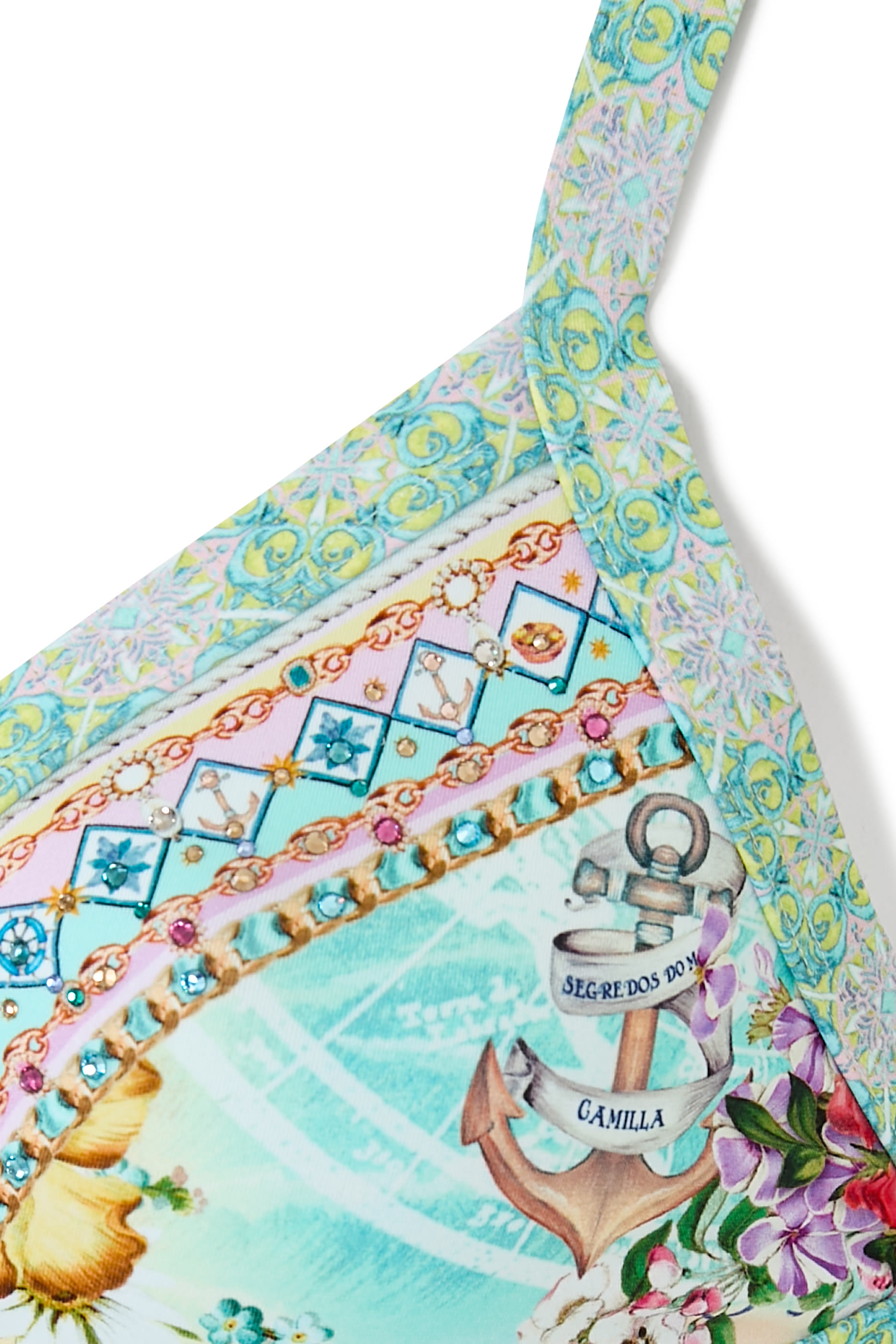 Ruched Panelled Triangle One-Piece with Knot Front