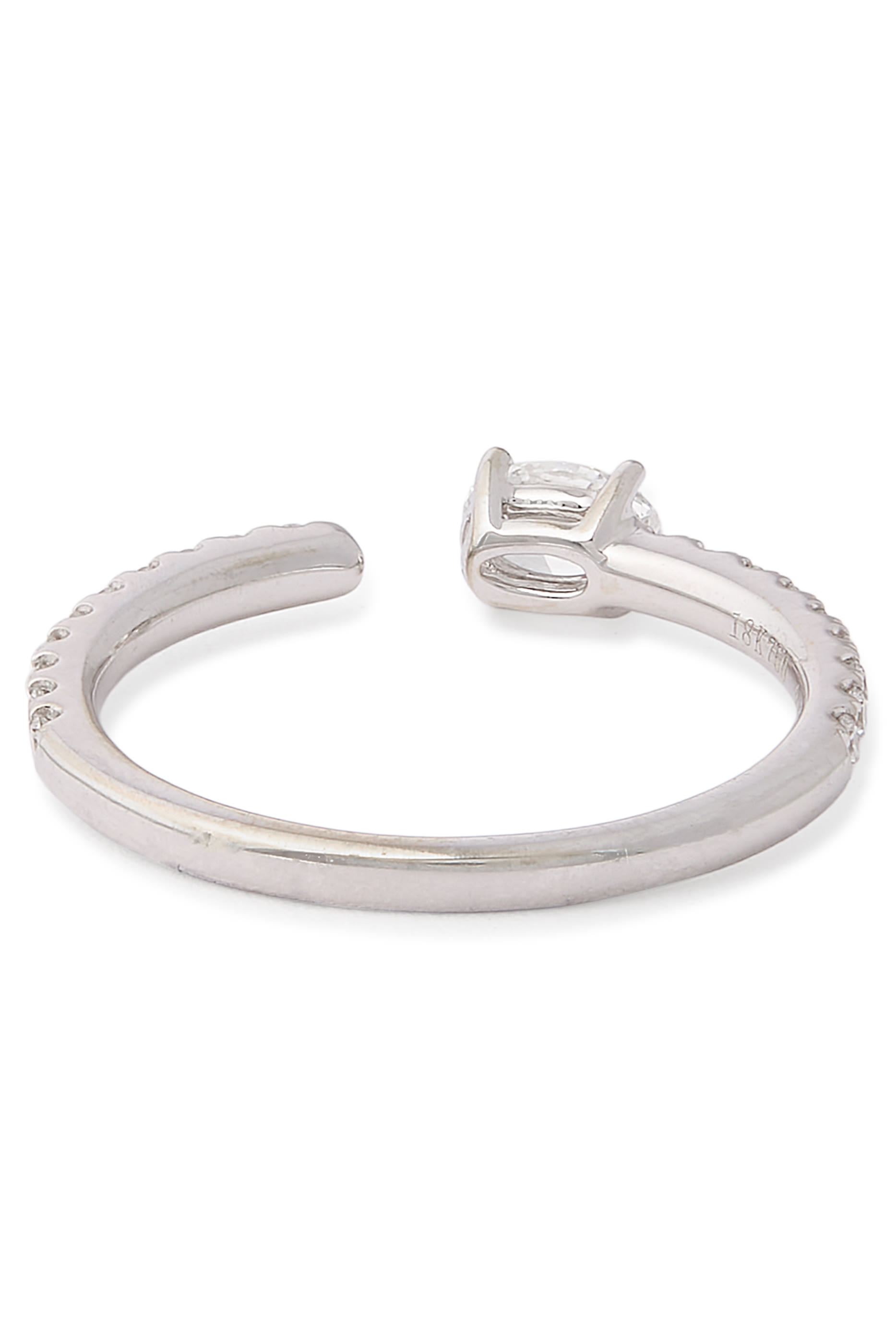 Oval Saturn Ring, 18k White Gold & Diamonds