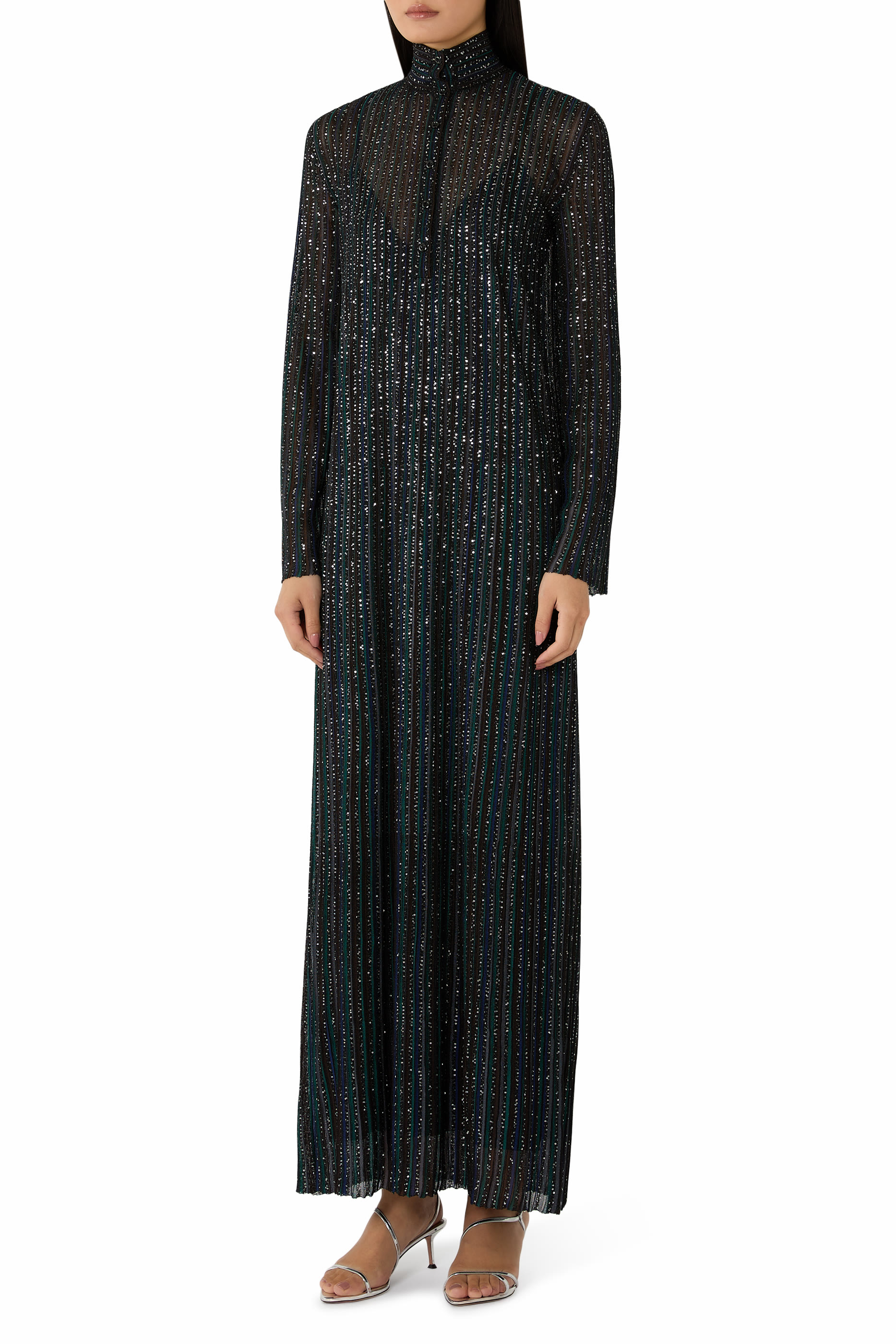  Partialized Sequinned Knit Dress 