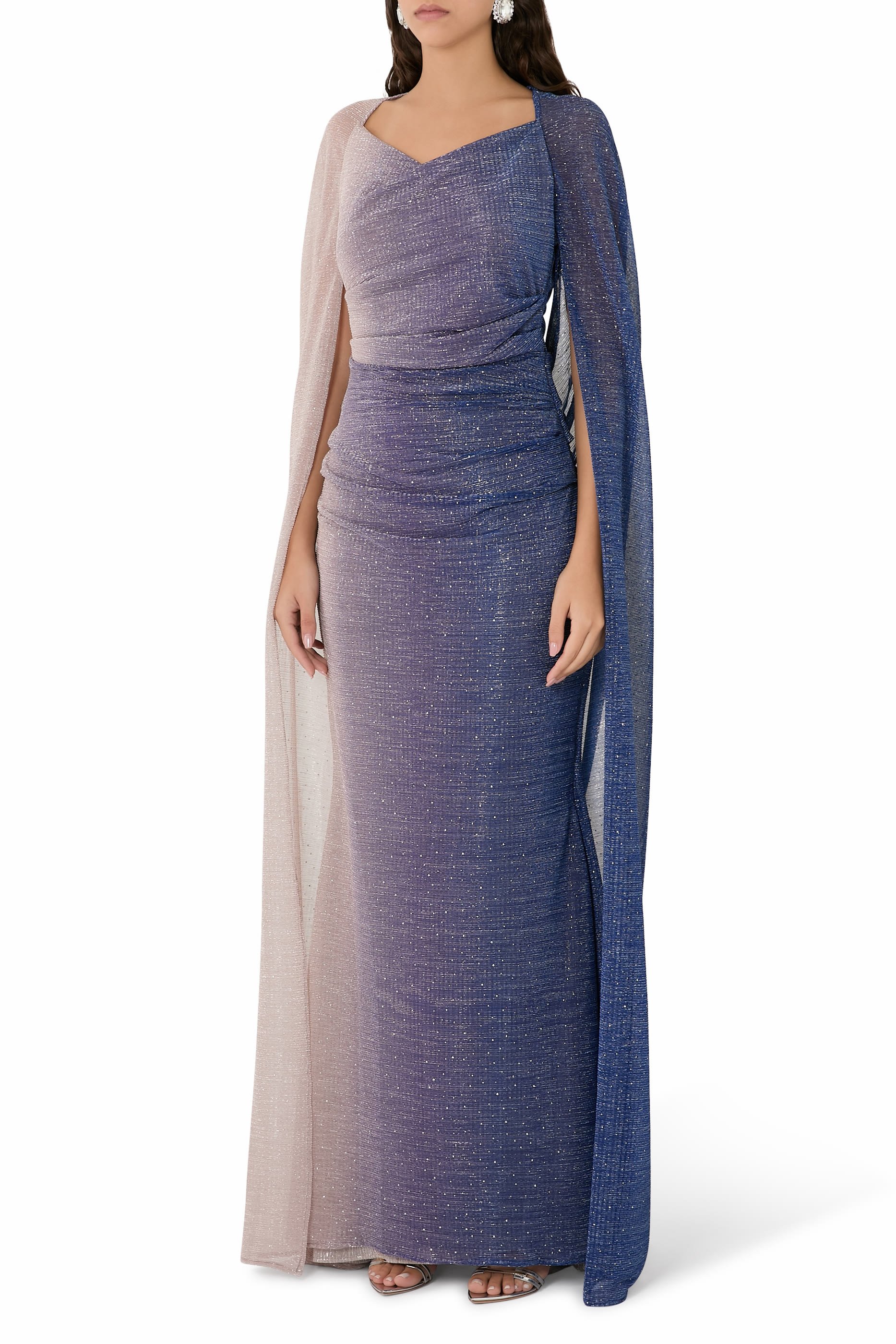 Cape Gown in Metallic Voile