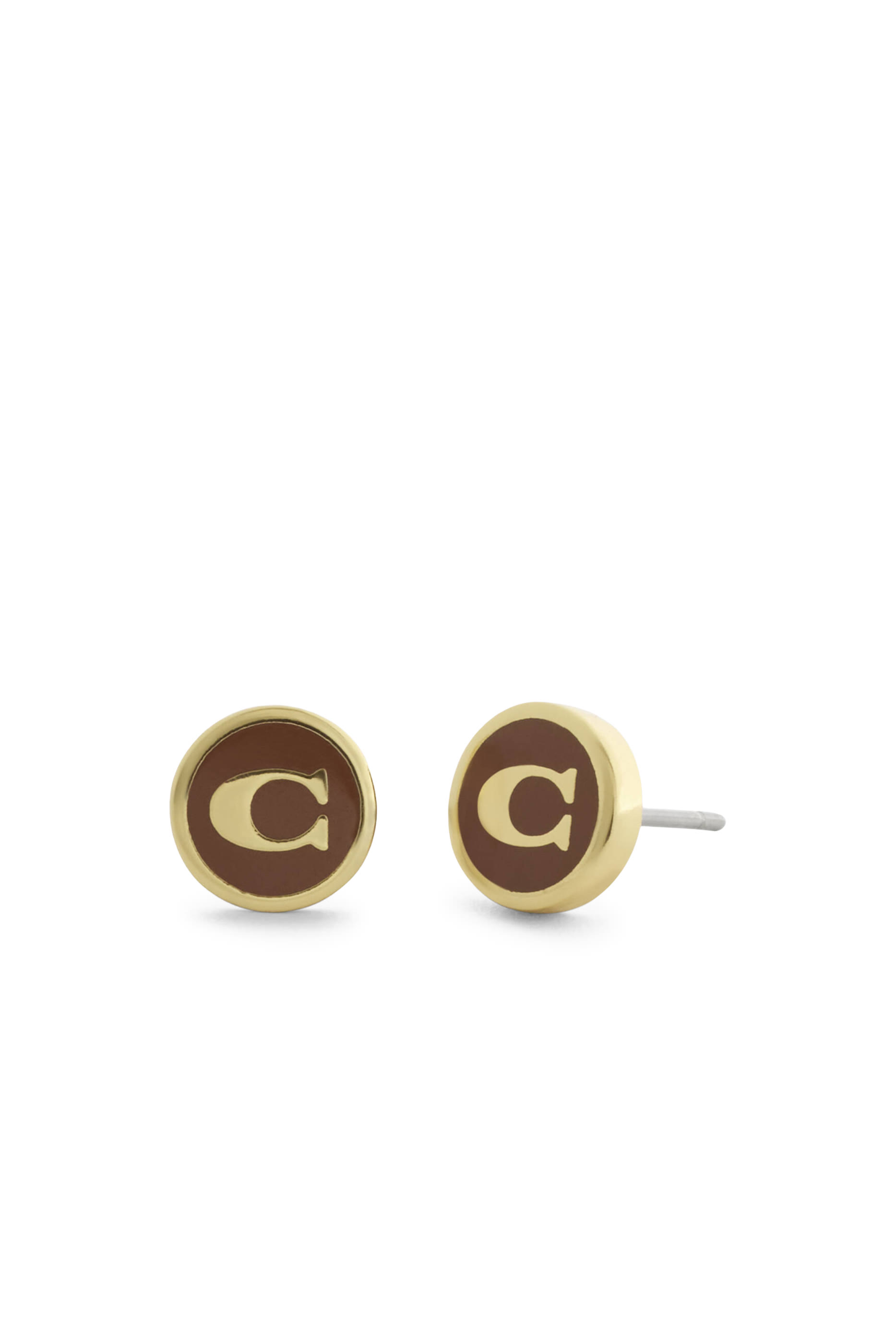 Signature C Coin Stud Earrings,