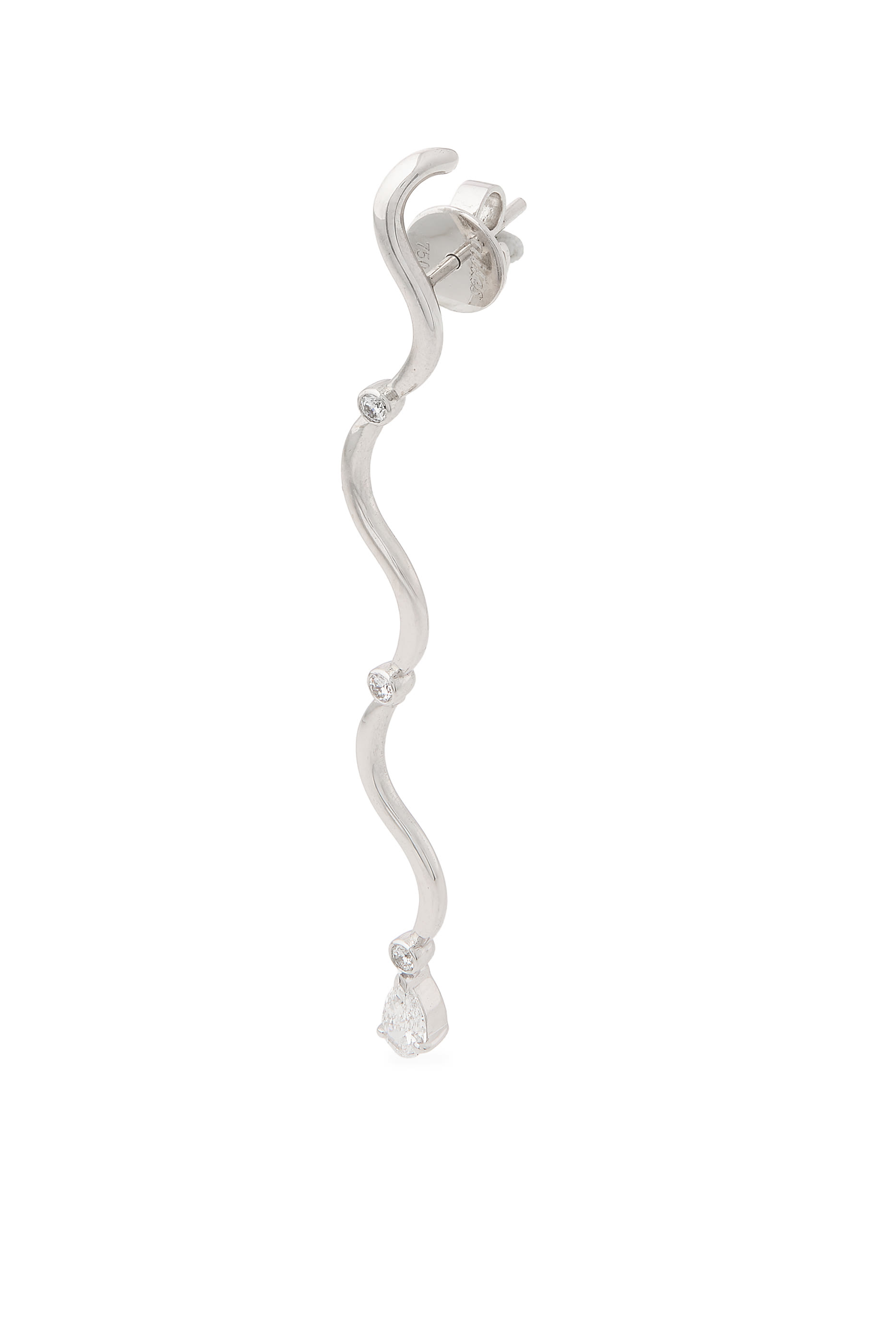 Long Wave Earrings, 18K White Gold & Diamonds