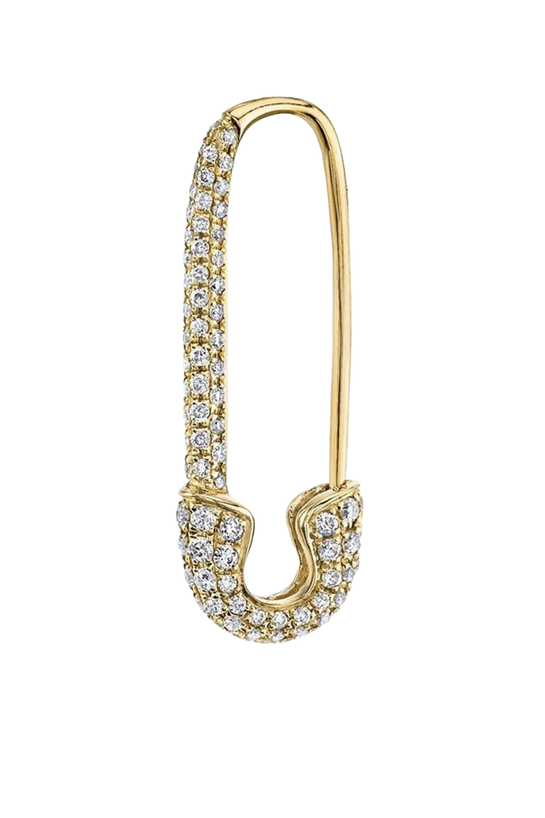 Diamond Safety Pin Earring, 18K Yellow Gold & Diamonds