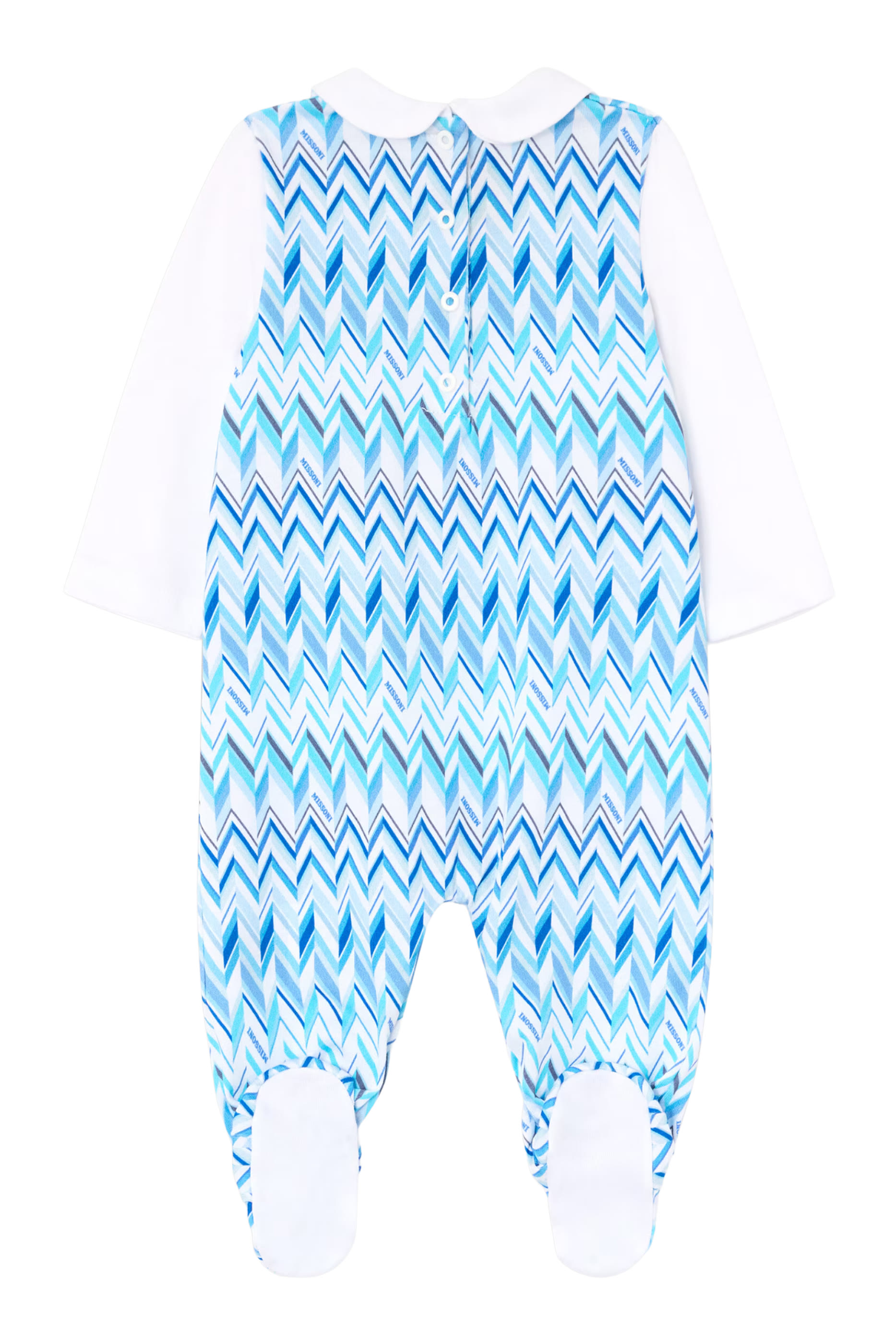 Kids Chevron Jersey Peter Pan Collar Babygrow & Hat Set