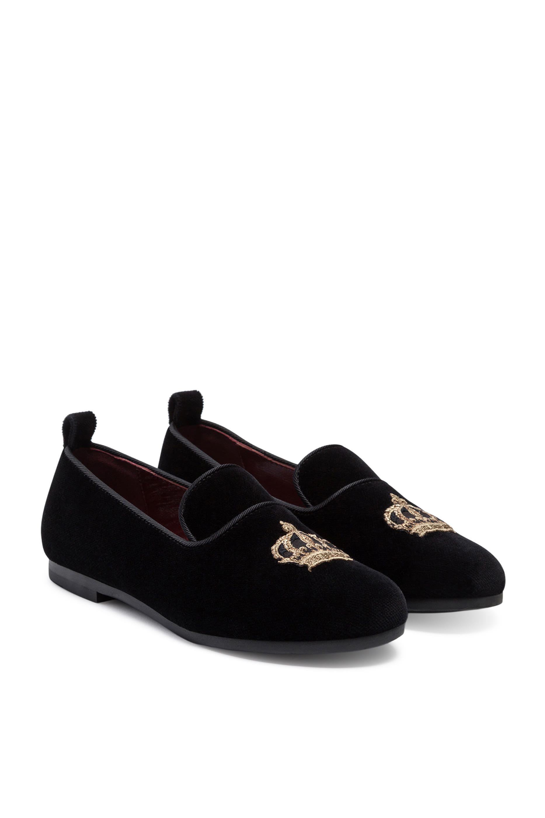 Kids Velvet Slippers with Crown Patch