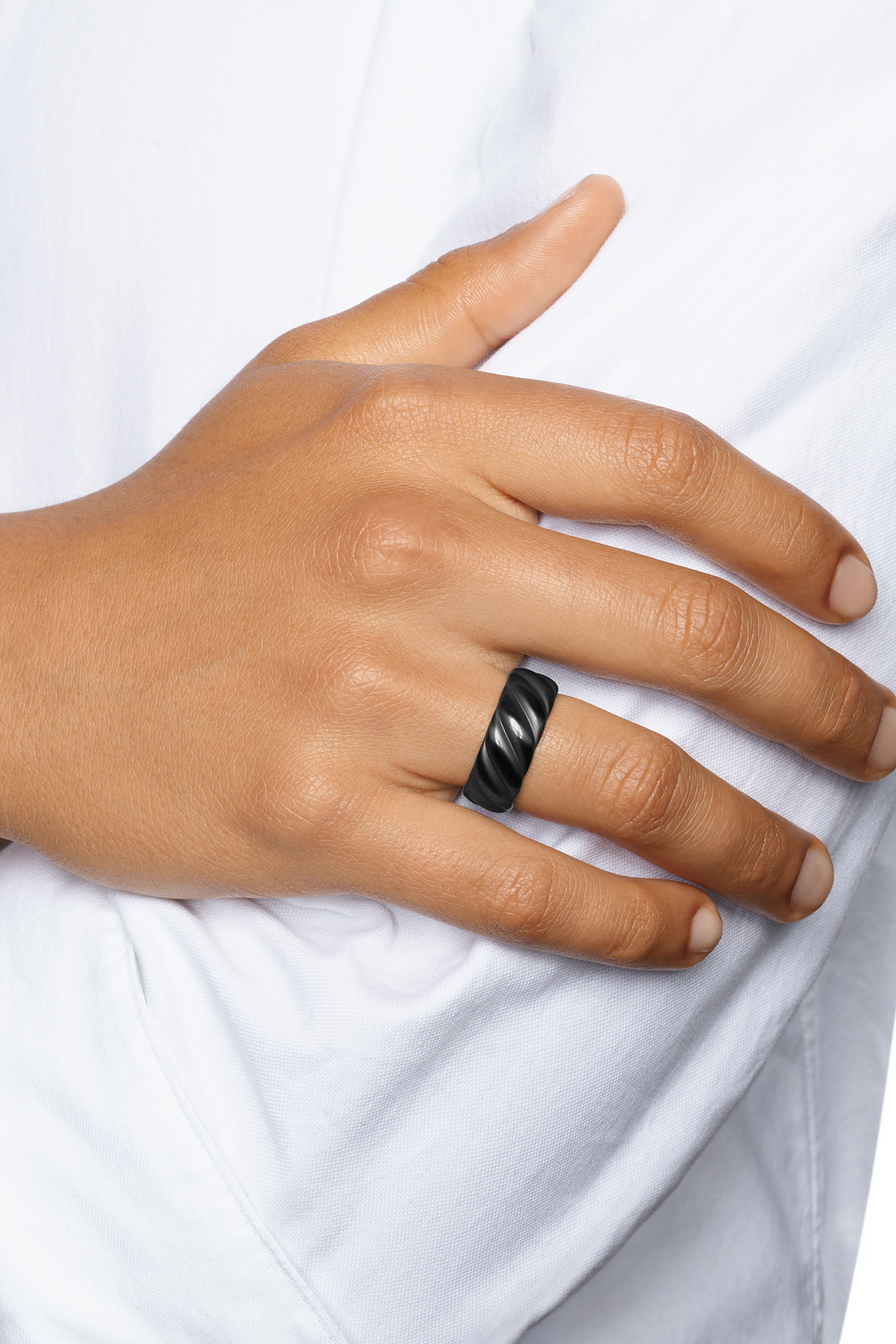 Sculpted Cable Band Ring, Titanium