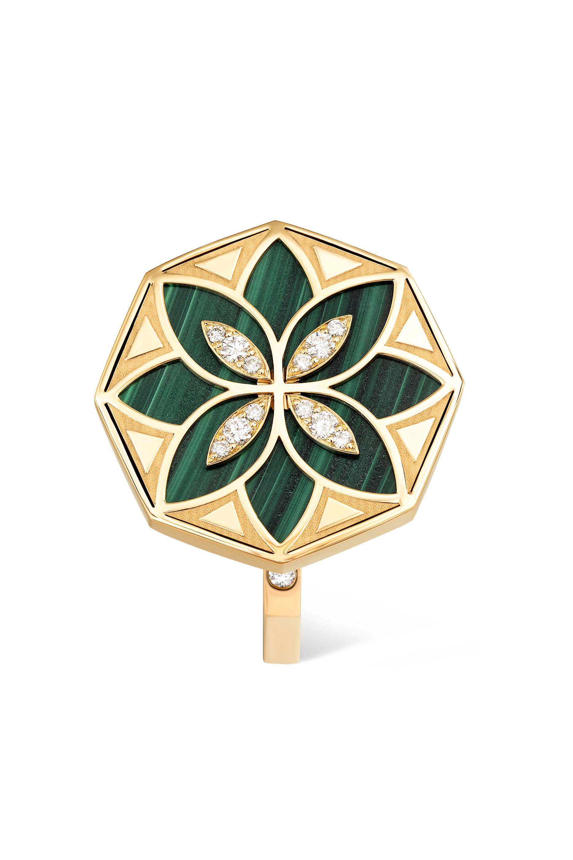 Ward Turath Large Flower Ring, 18K Yellow Gold & Diamonds