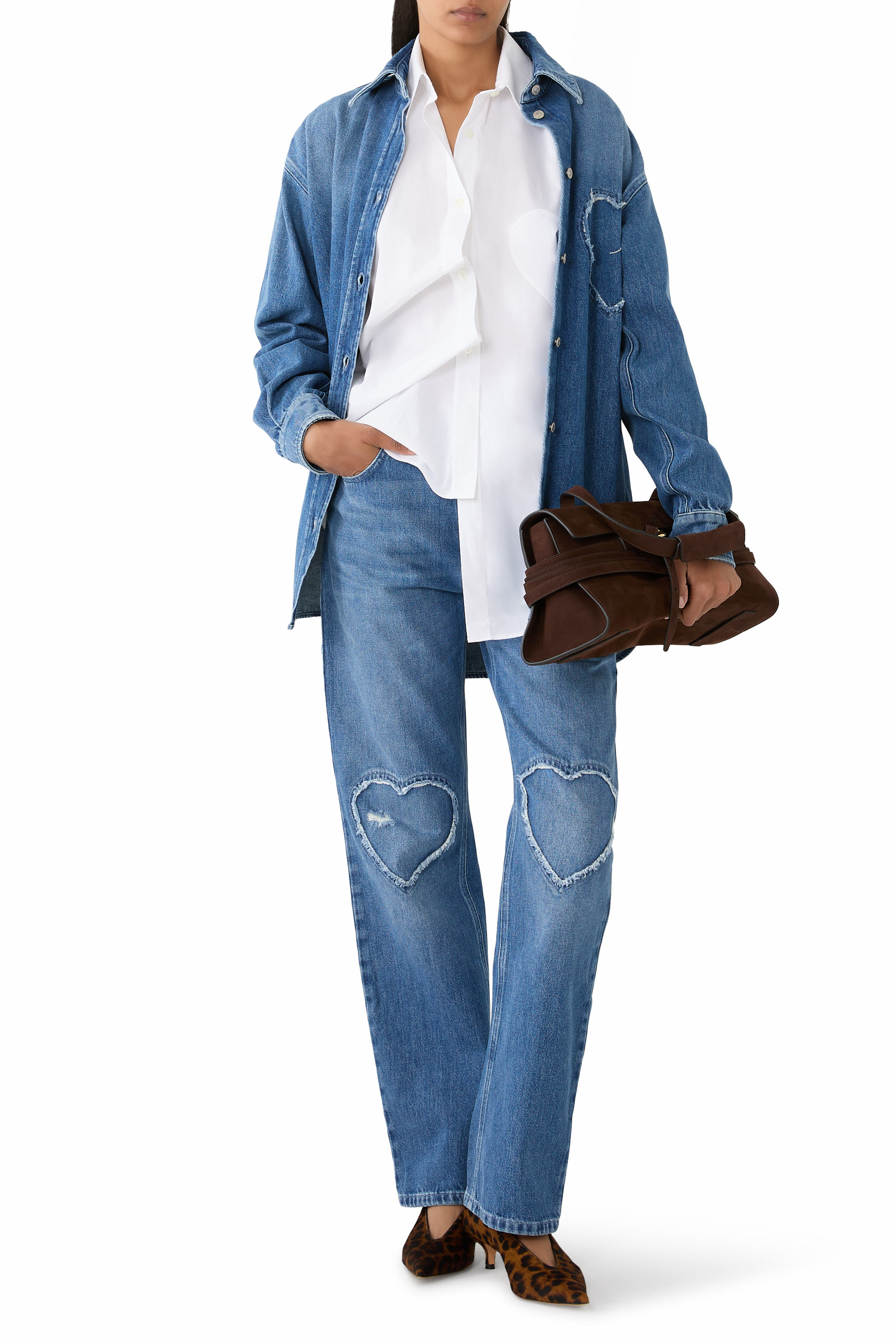 Heart Denim Straight Jeans