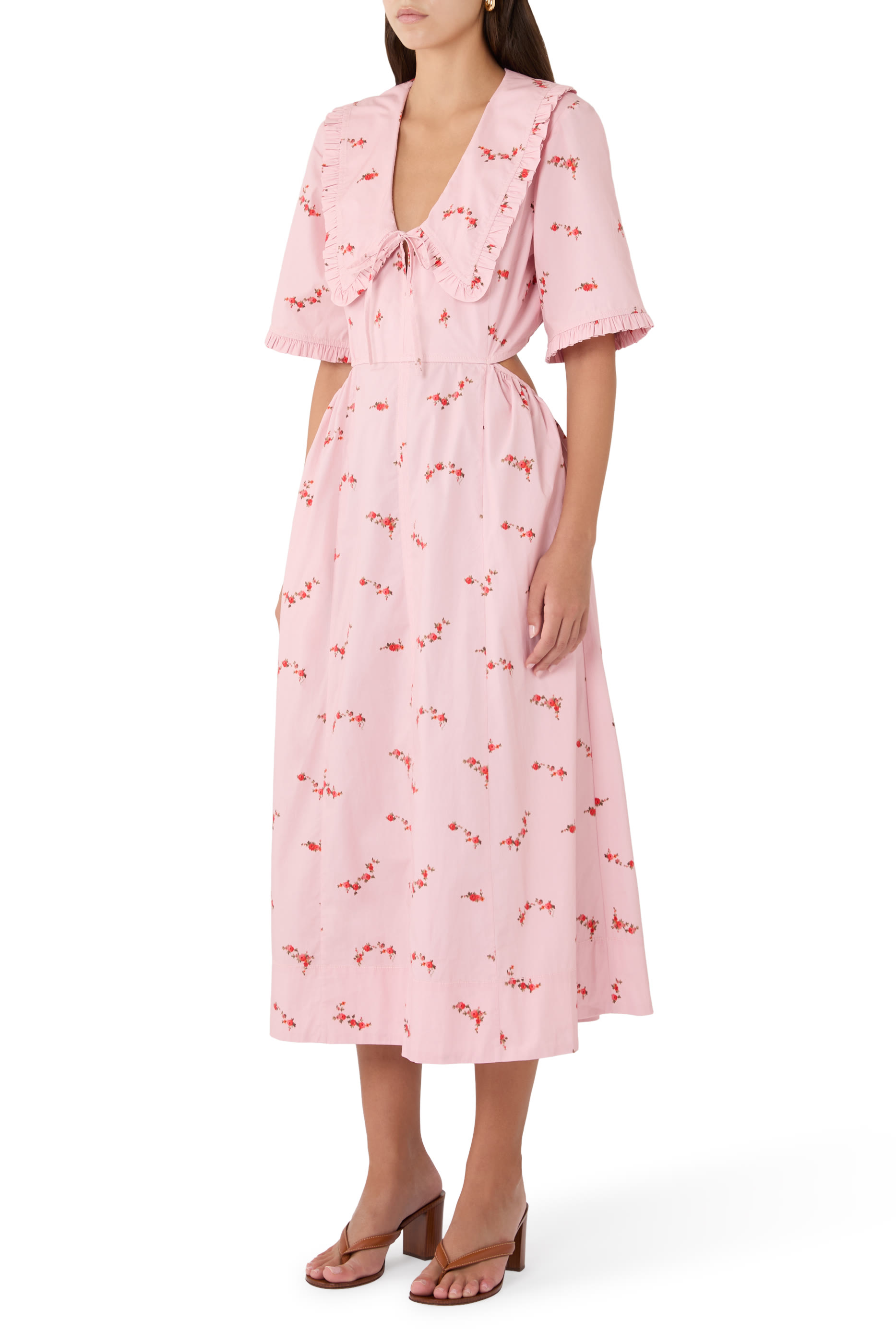 Frill-Edge Open-Back Dress