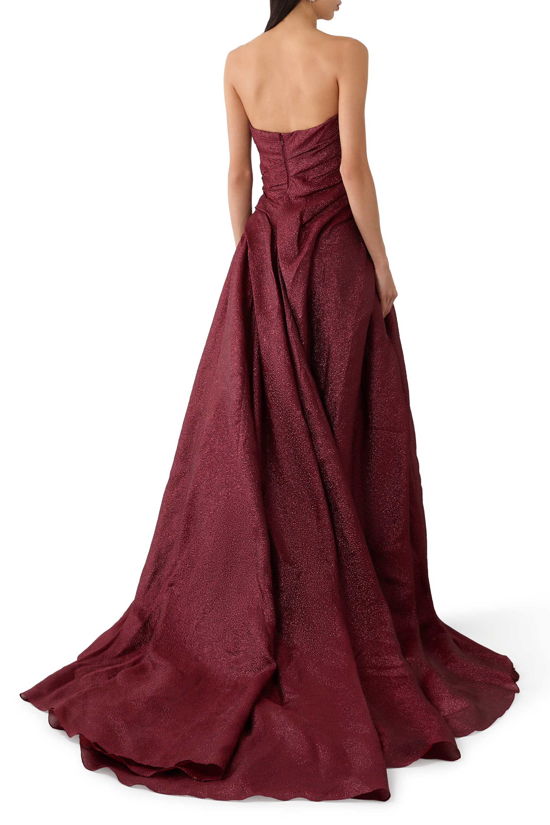 Draped Strapless Bustier Gown