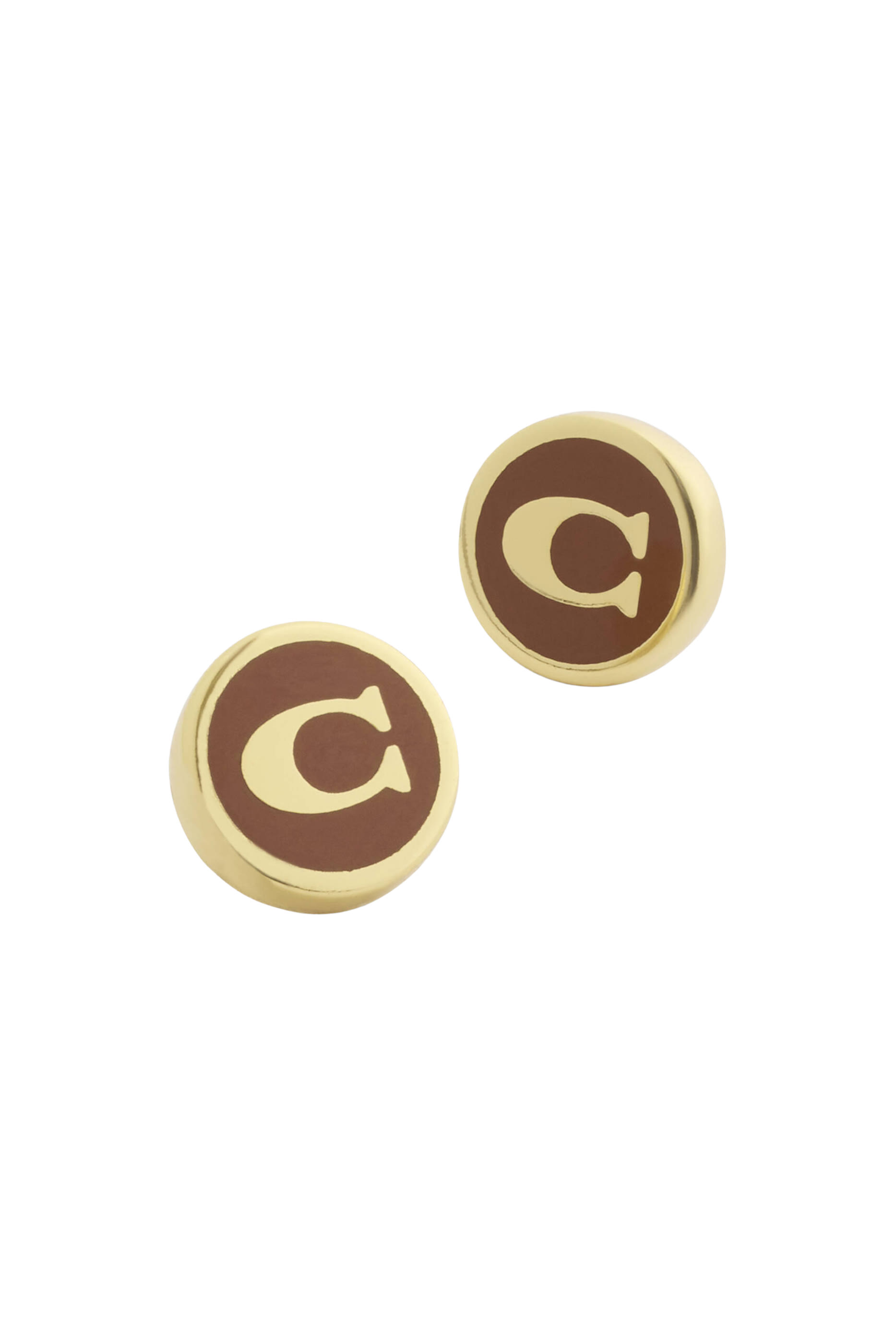 Signature C Coin Stud Earrings,
