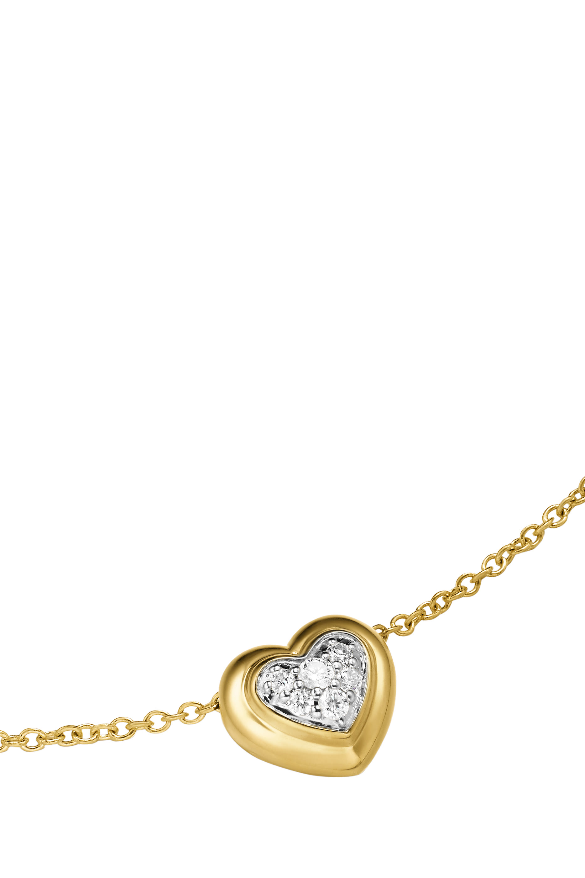Puffy Heart Pendant, 18K Yellow Gold & Diamonds