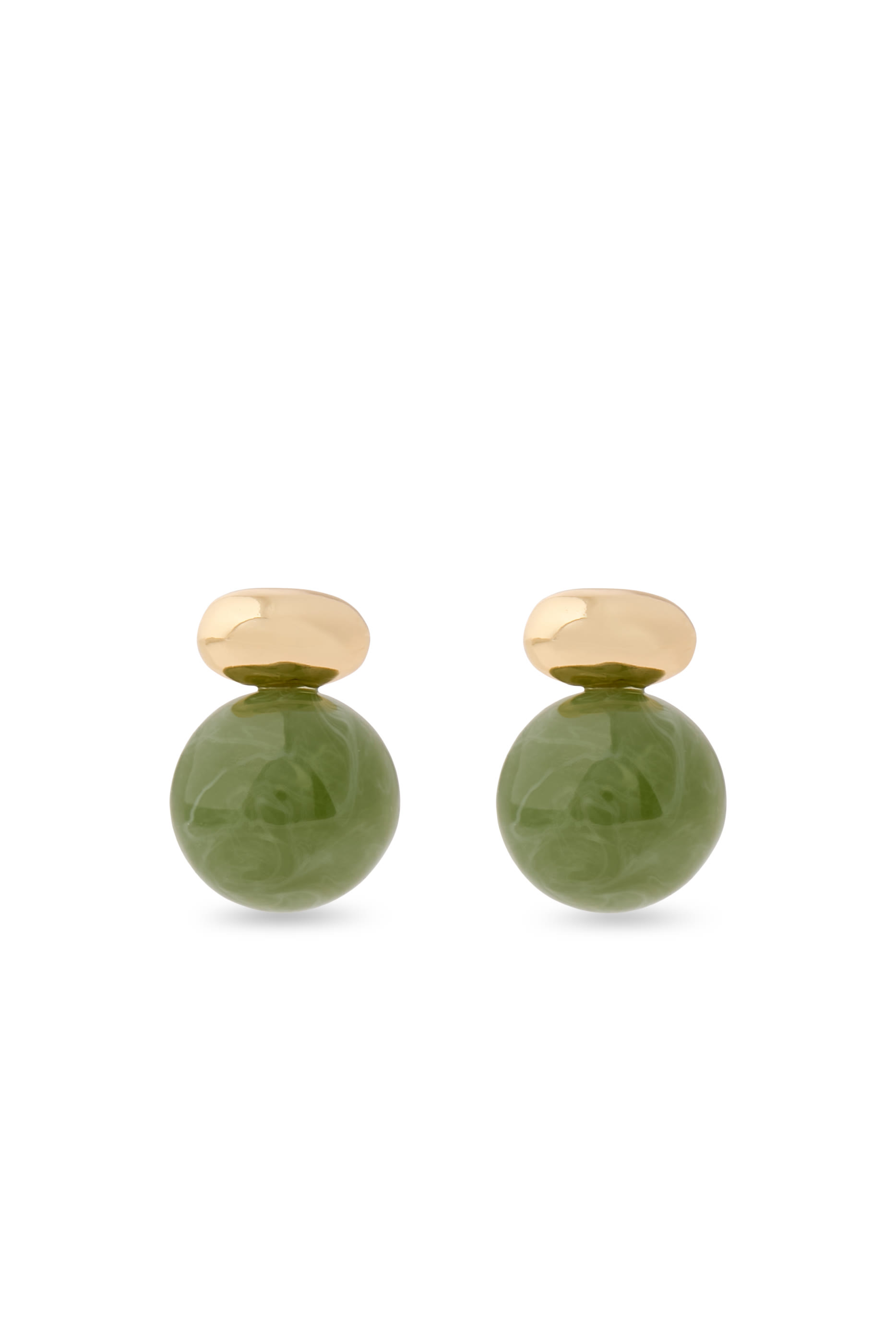 Alice Gemstone Earrings, 14K Gold-Plated Brass & Resin