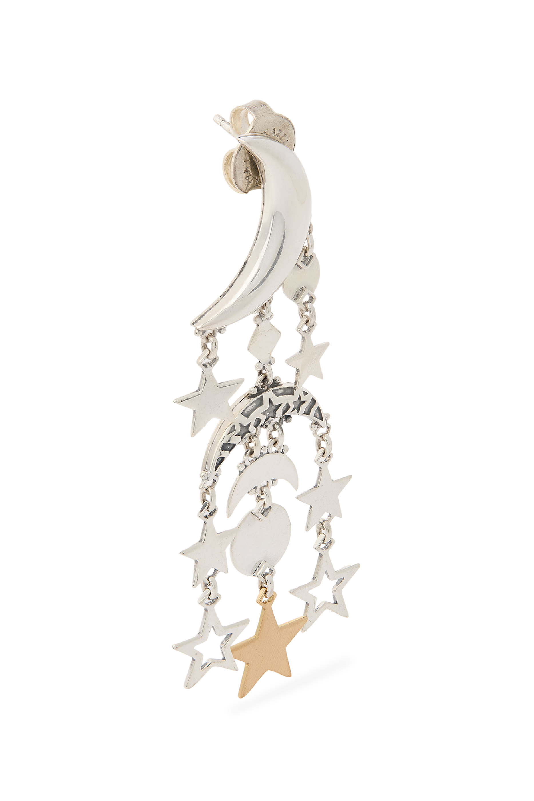 Soraya Constellation Star Earrings, 18K Gold with Sterling Silver, Pearls & Diamonds