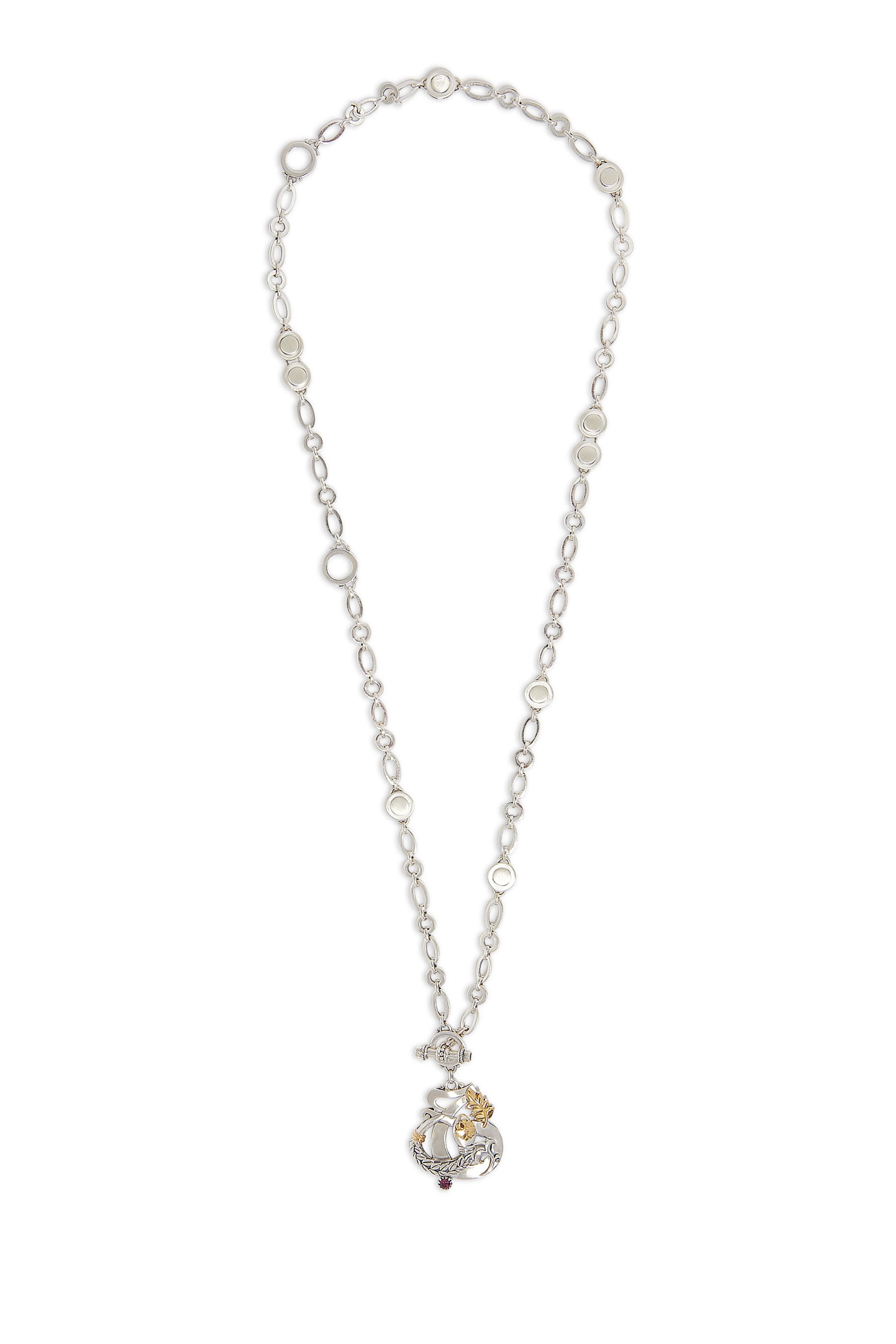 Love and Rebirth Multi-way Necklace, 18k Gold, Sterling Silver & Rhodolite, Garnet, Turquoise