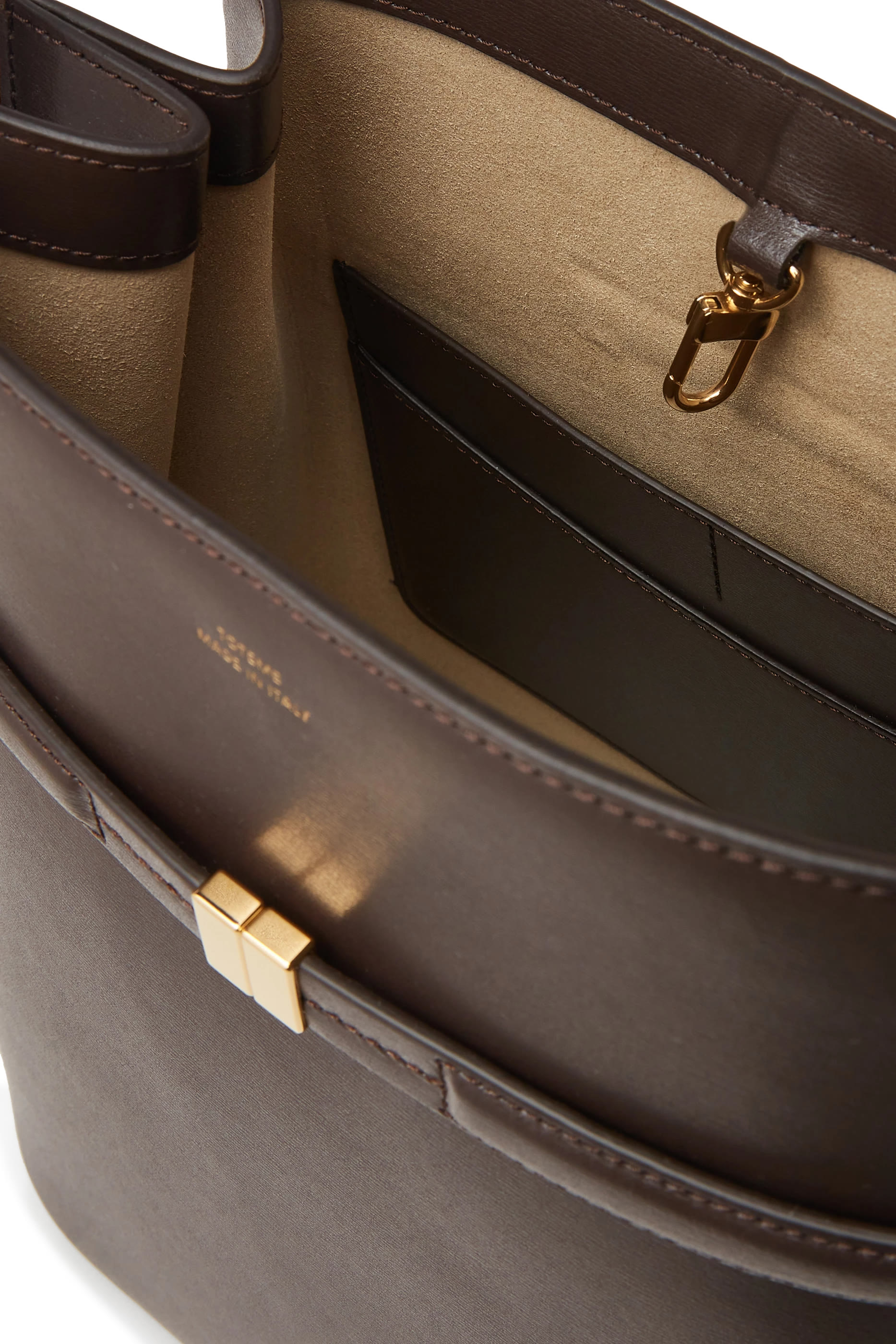 Belted Leather Bucket Bag