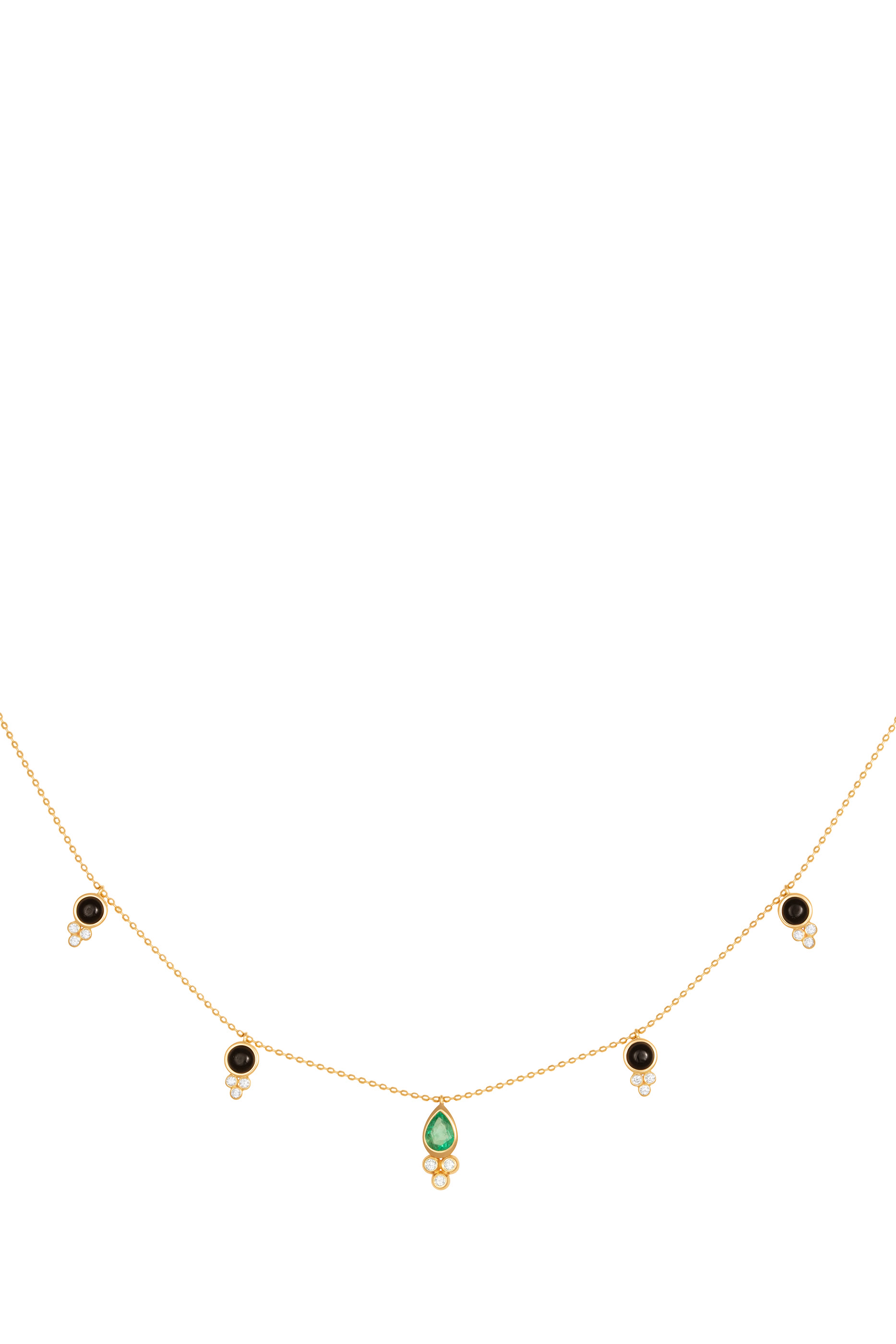 Troops Vanguard Crown Choker, 18K Yellow Gold with Emerald, Black Oynx & Diamonds