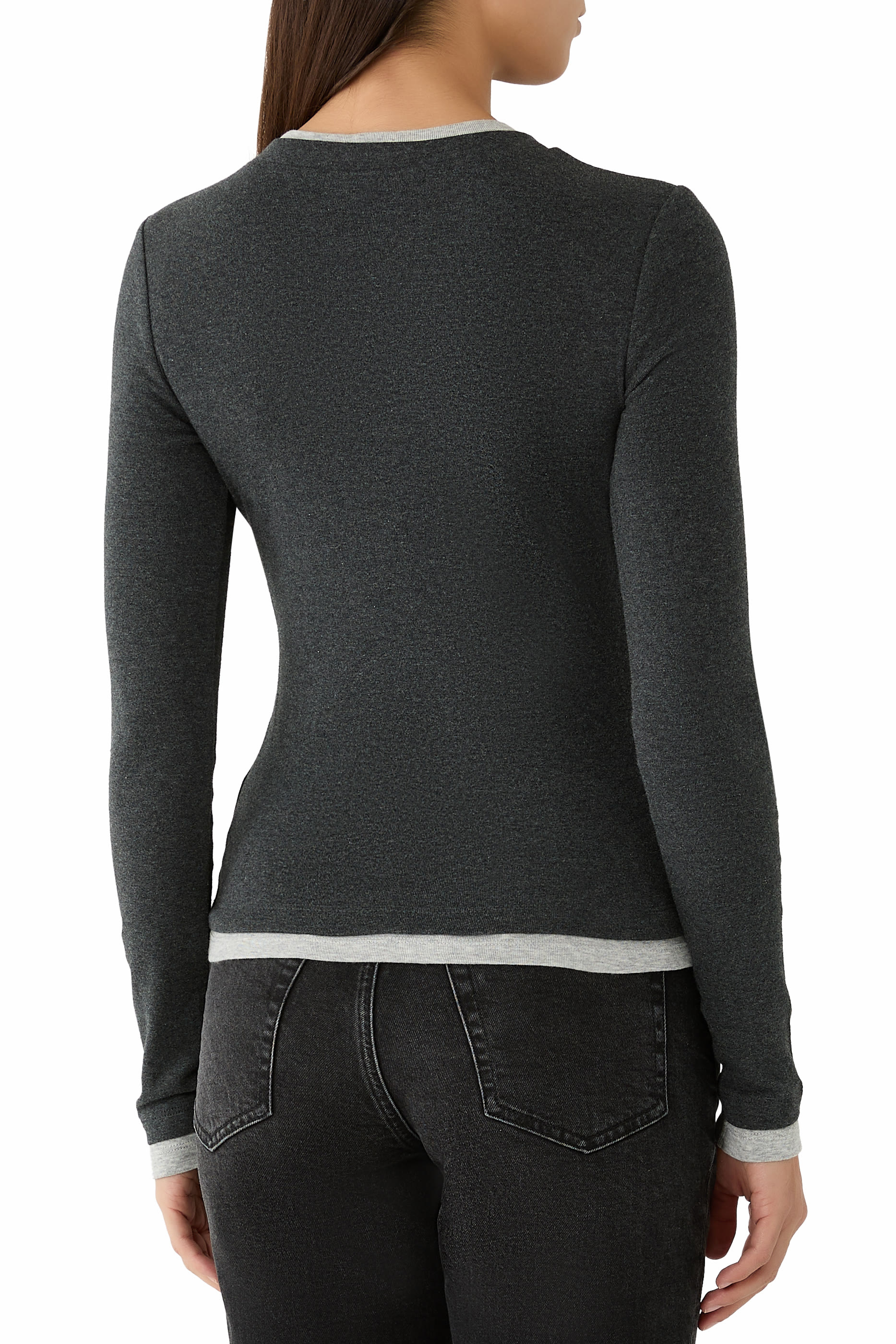 Organic Cotton V Neck Long Sleeve Fitted Top