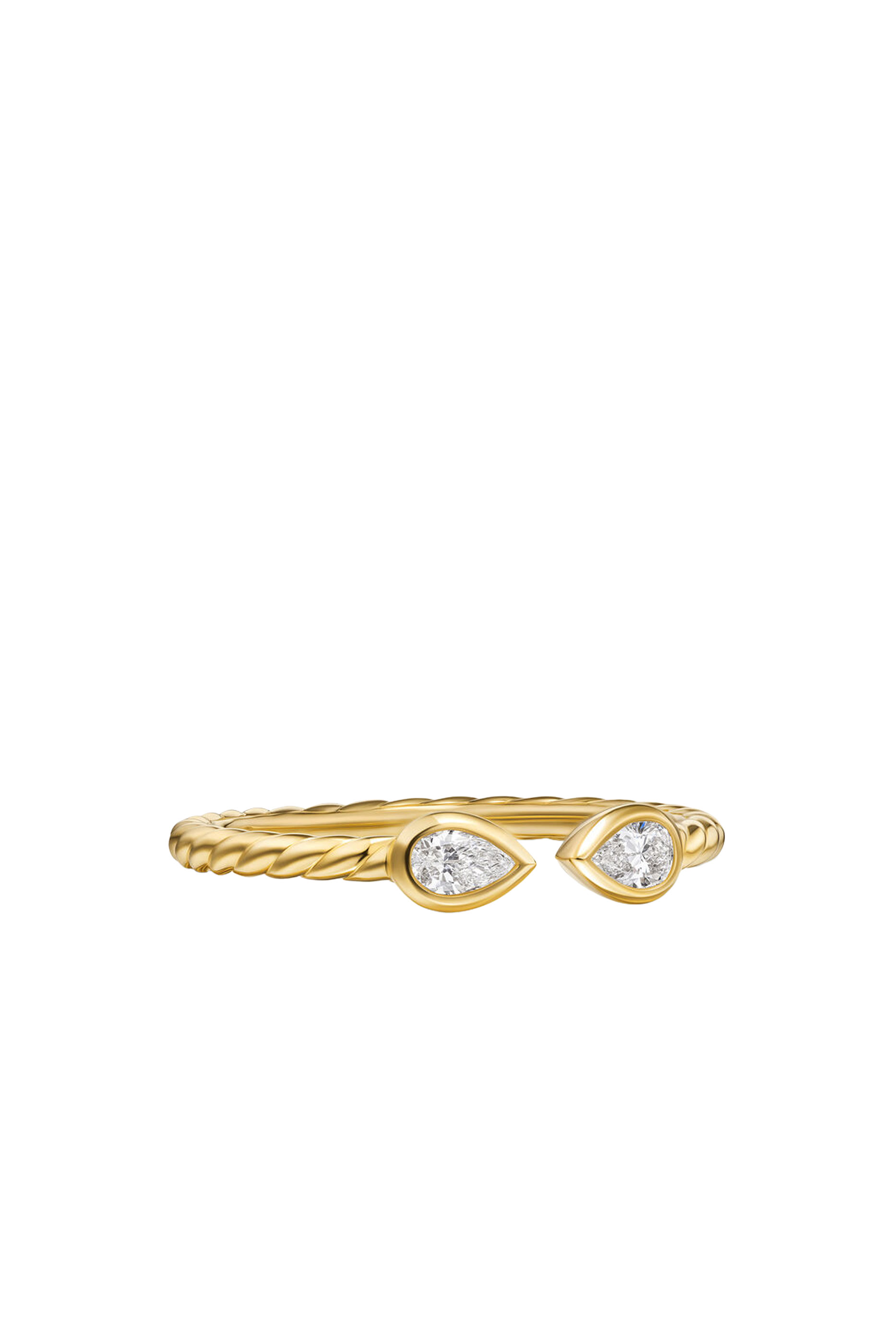 Petite Modern Renaissance® Open Pear Ring, 18K Yellow Gold & Diamonds