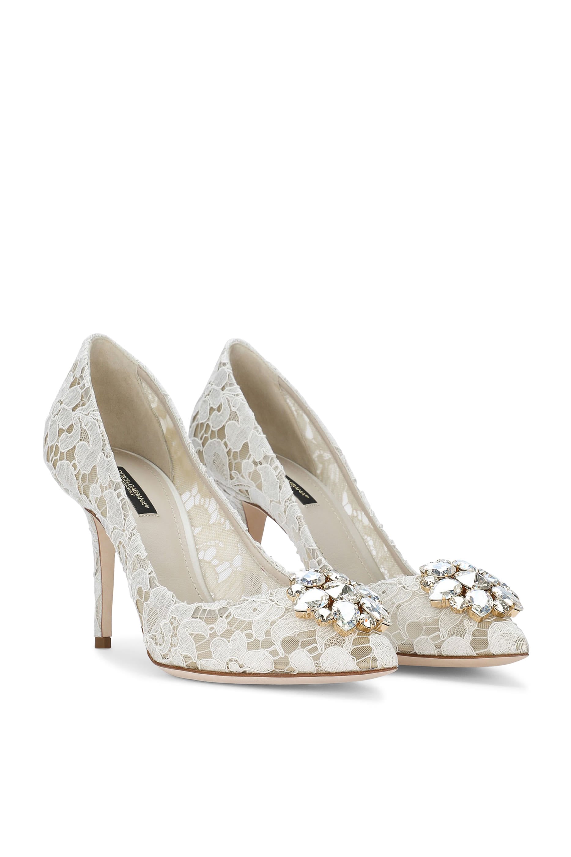 Lace Rainbow Pumps with Brooch Detailing