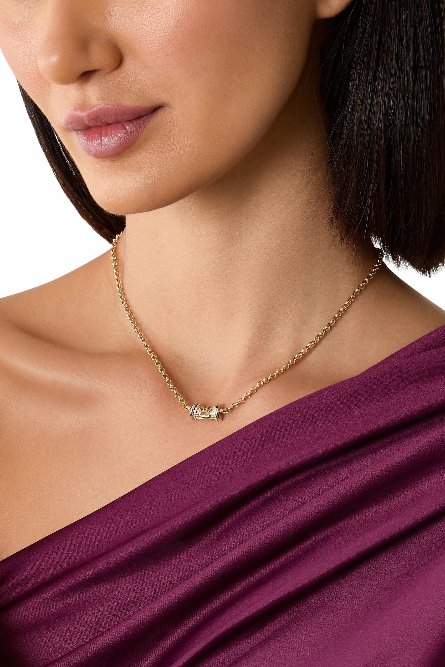 Warrior Dawn Necklace, 18K Yellow Gold with Diamonds & Orange Topaz
