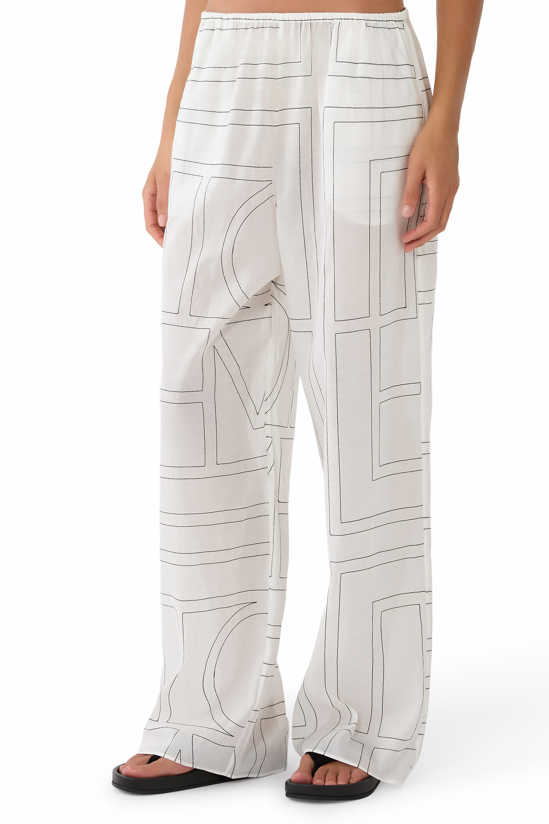 Monogram Cotton-Blend Pajama Bottoms 
