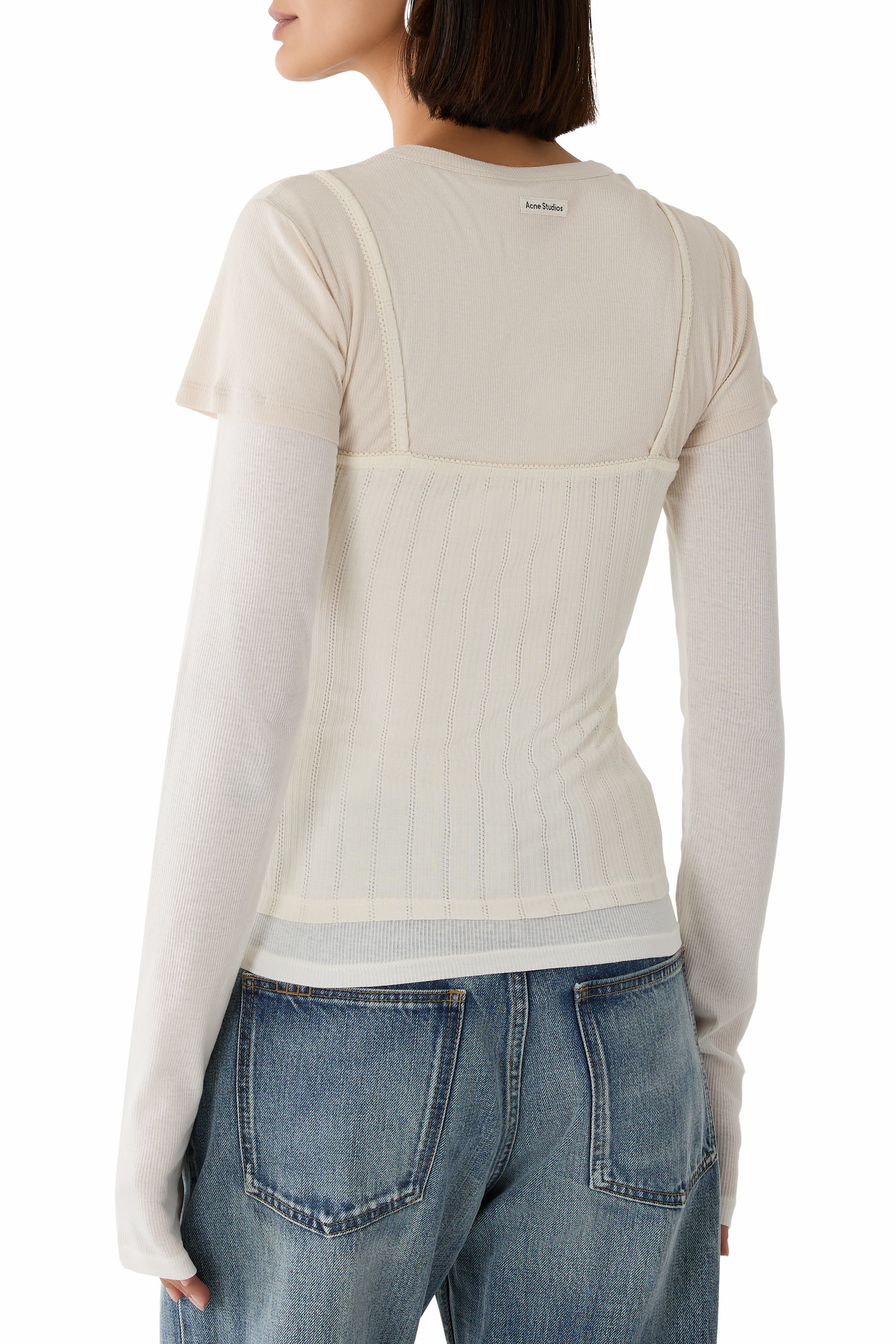 Layered Jersey Shirt With Bow 