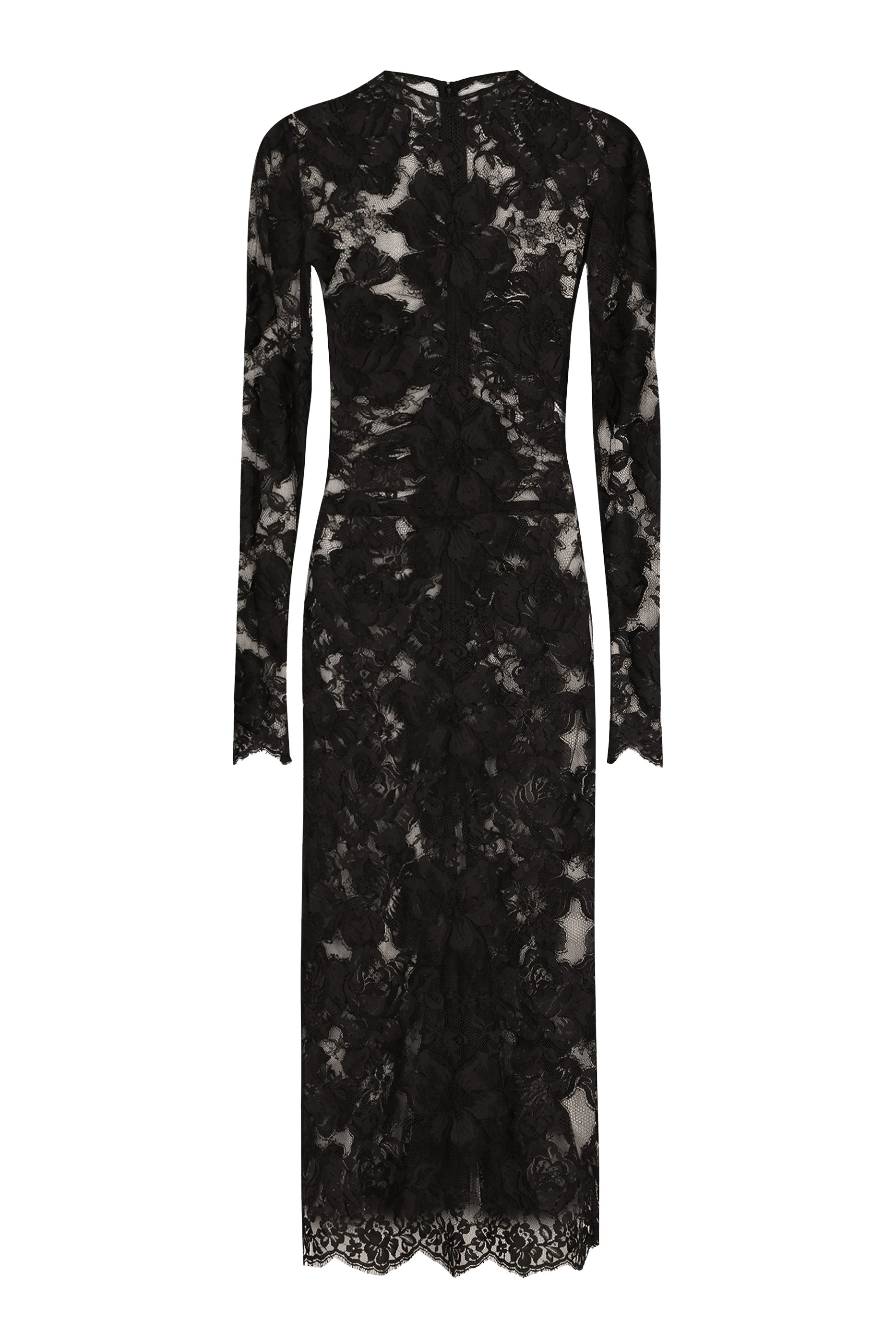 Calf-length Floral Lace Dress