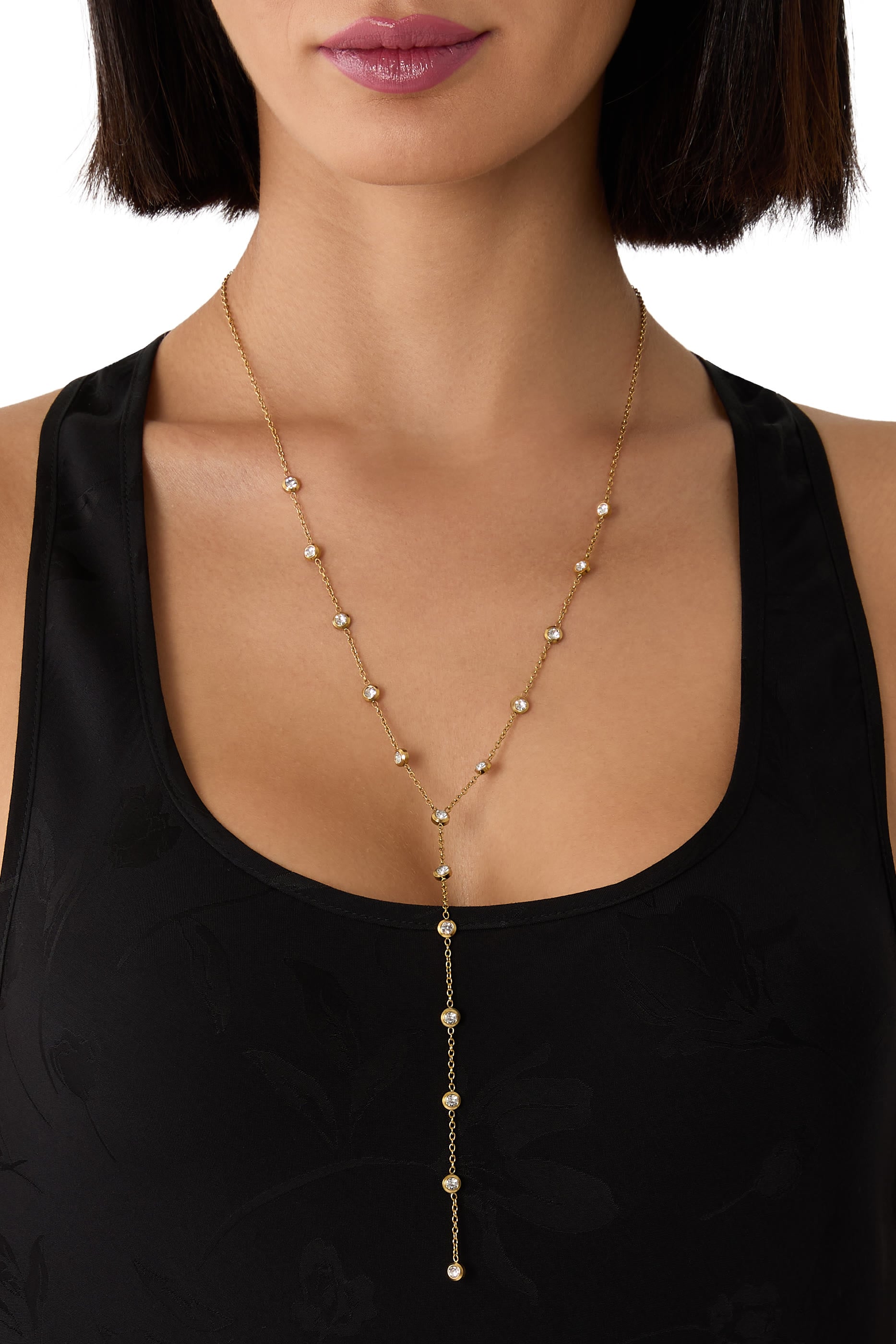 Myra Bezel Drop Lariat Necklace