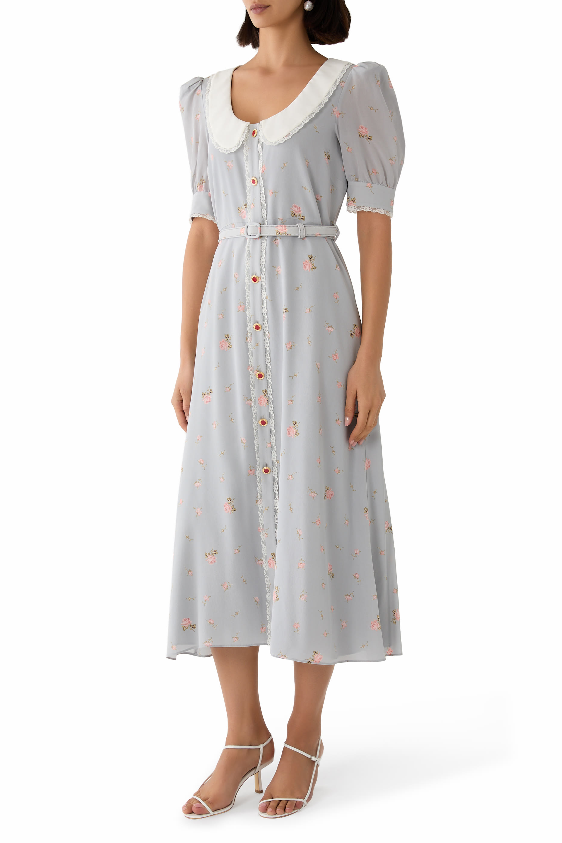 Floral-Print Silk Midi Dress