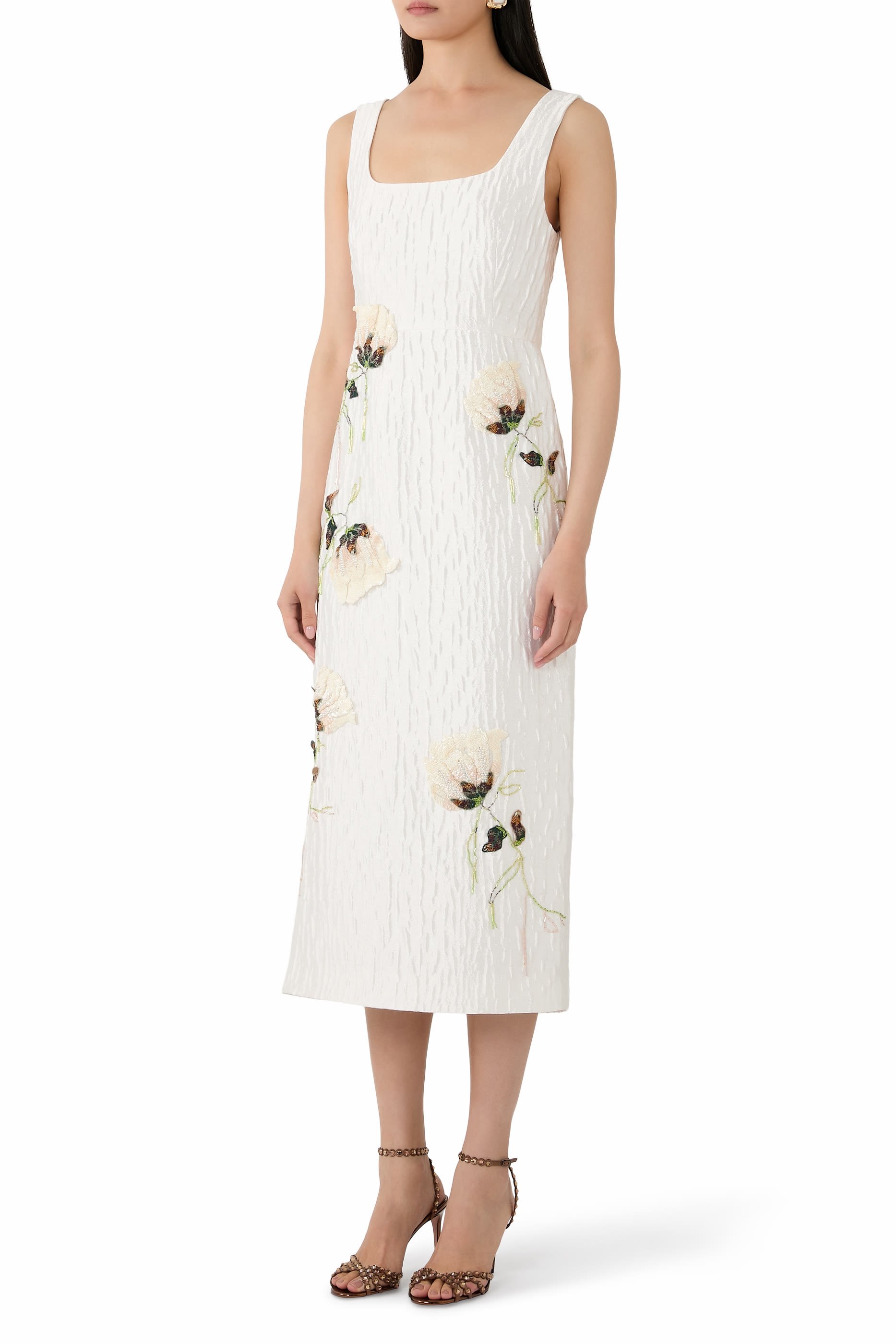 Lilibeth Floral Jacquard Midi Dress