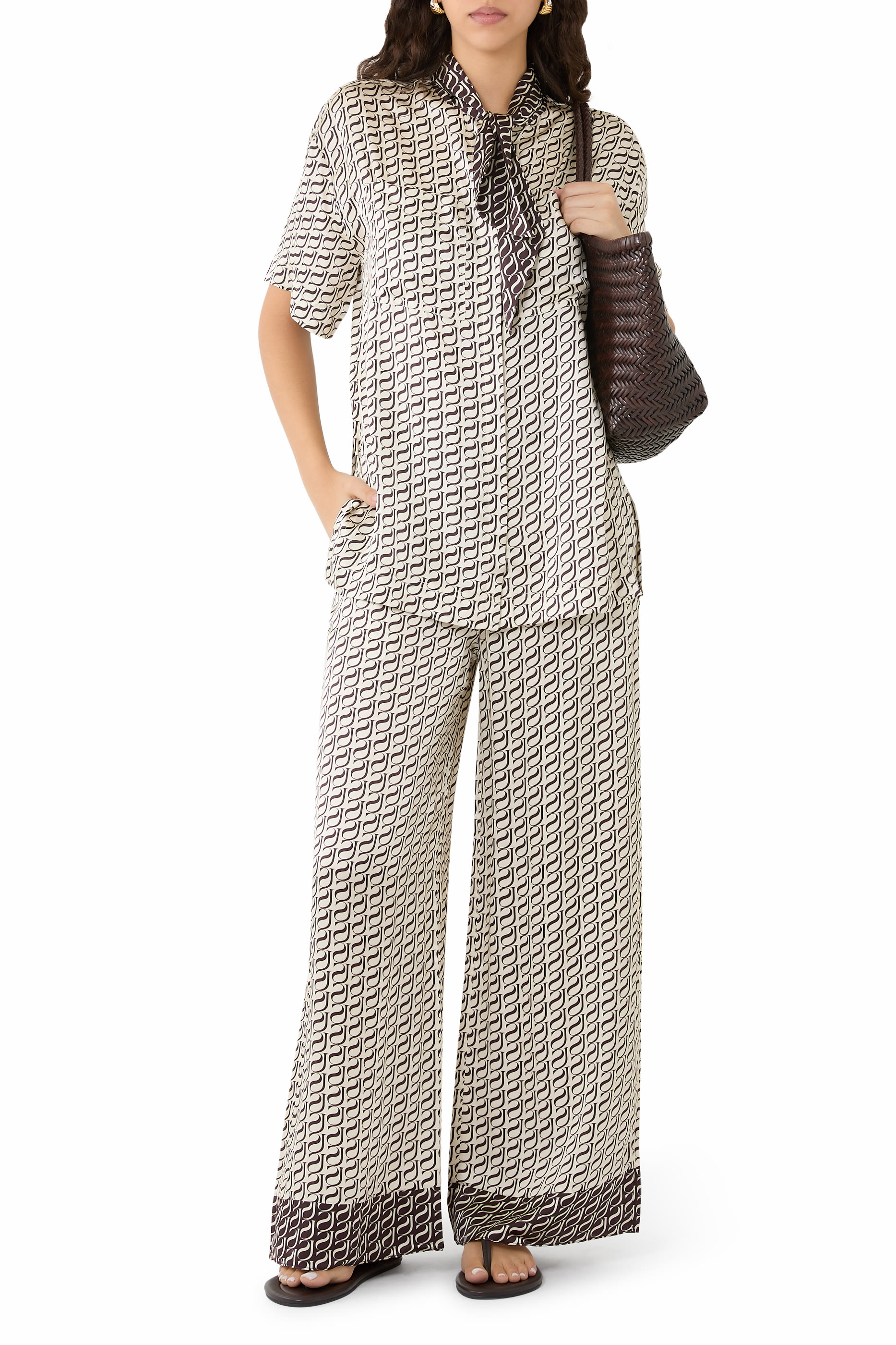 Monogram Silk Contrast Shirt