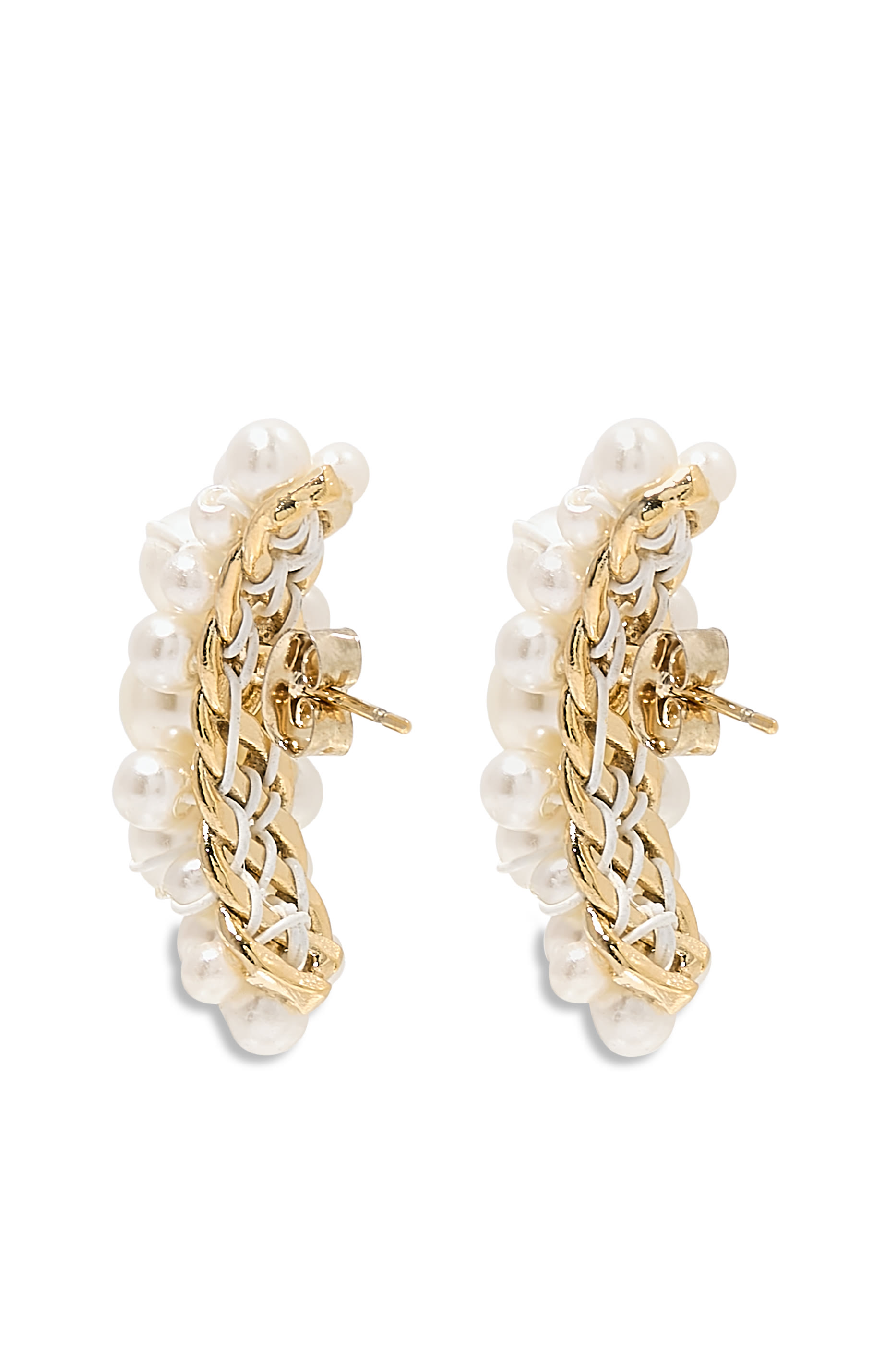 Cluster Pearl Stud Cuff Earrings, 14K Yellow Gold & Swarovski Pearls
