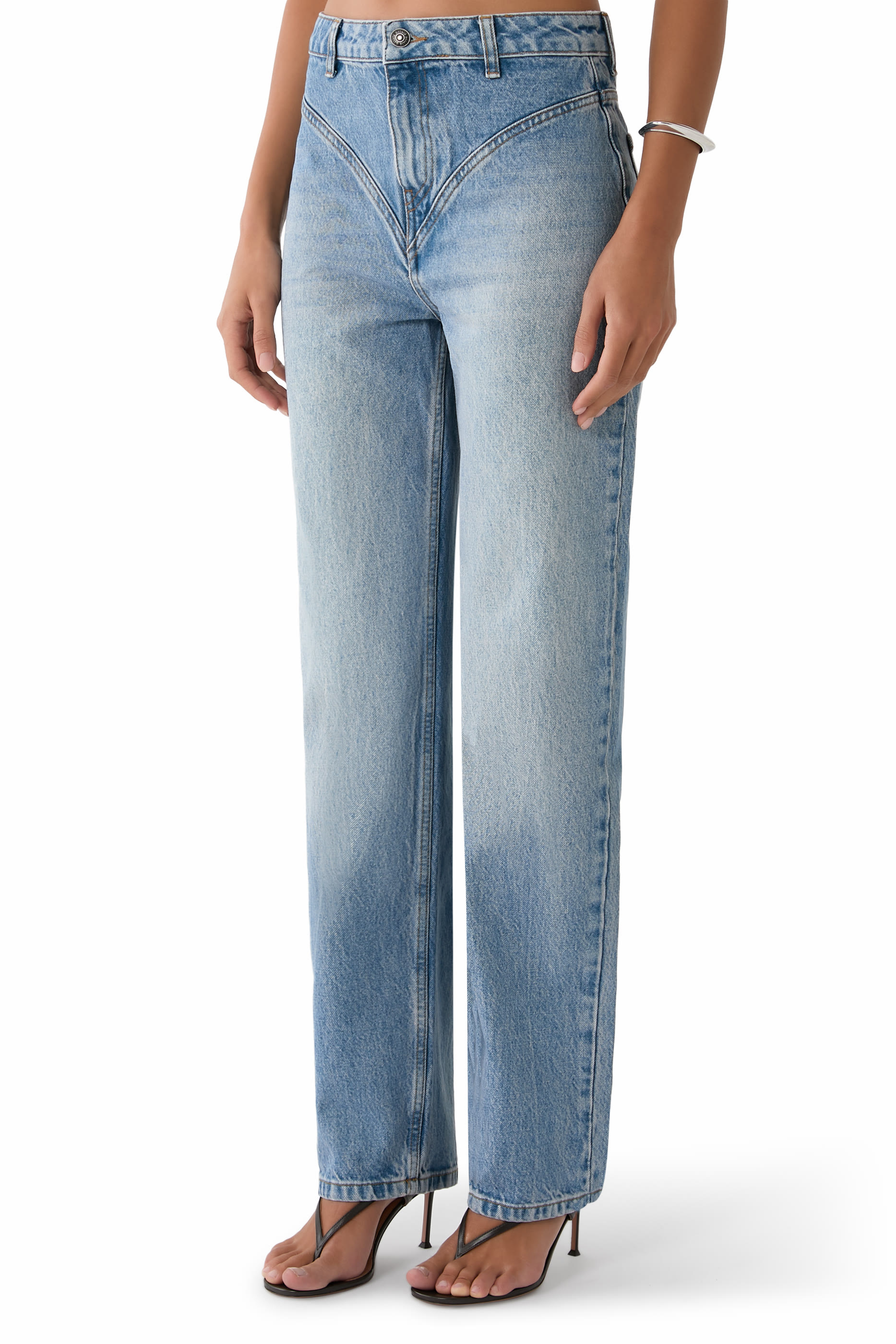 High-Waist Cutline Jeans