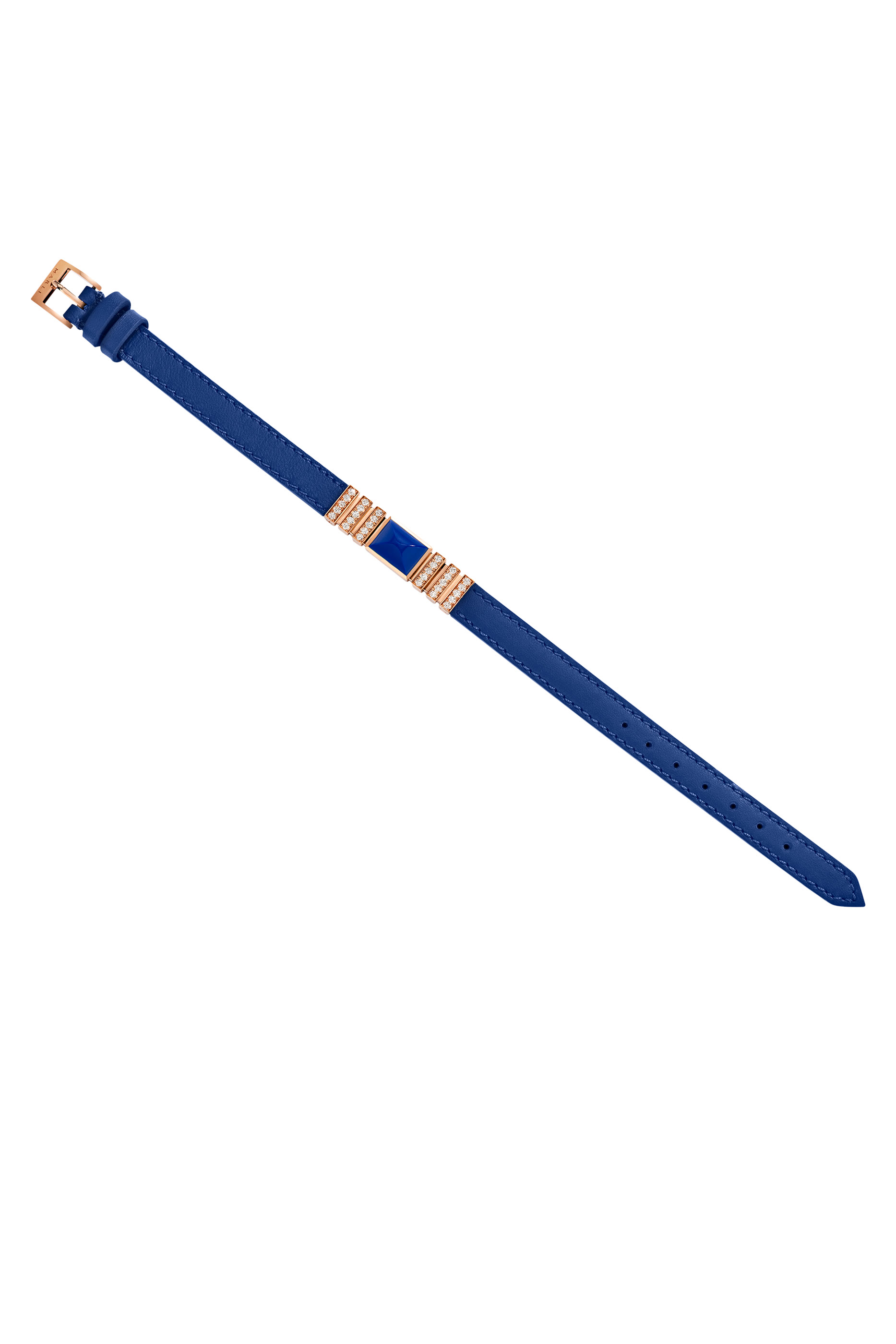 Unii Bracelet, 18k Rose Gold with Lapis Lazuli & Diamond Pave Leather Strap